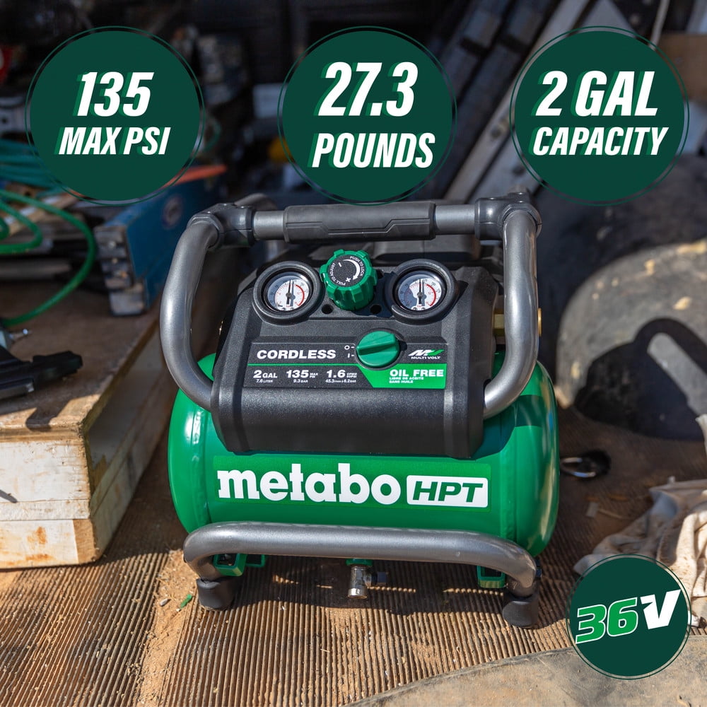Metabo HPT MultiVolt 36V Cordless Air Compressor (2 Gallon, Green) x172v
