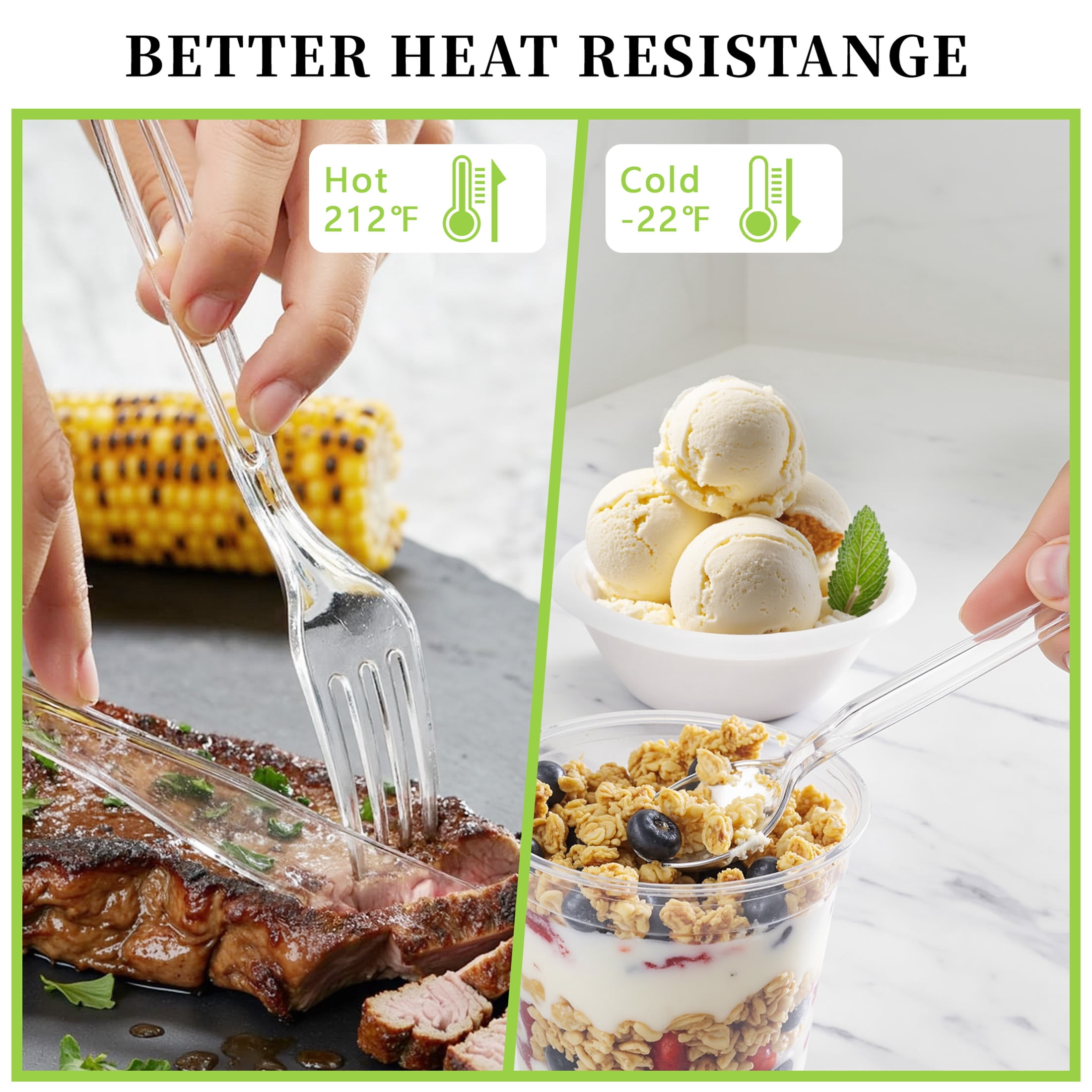 GPED Heavy Duty Disposable Plastic Forks, Heat Resistant Clear Silverware for Parties and Events (Clear, 360 Count, 7.1 in) imipx