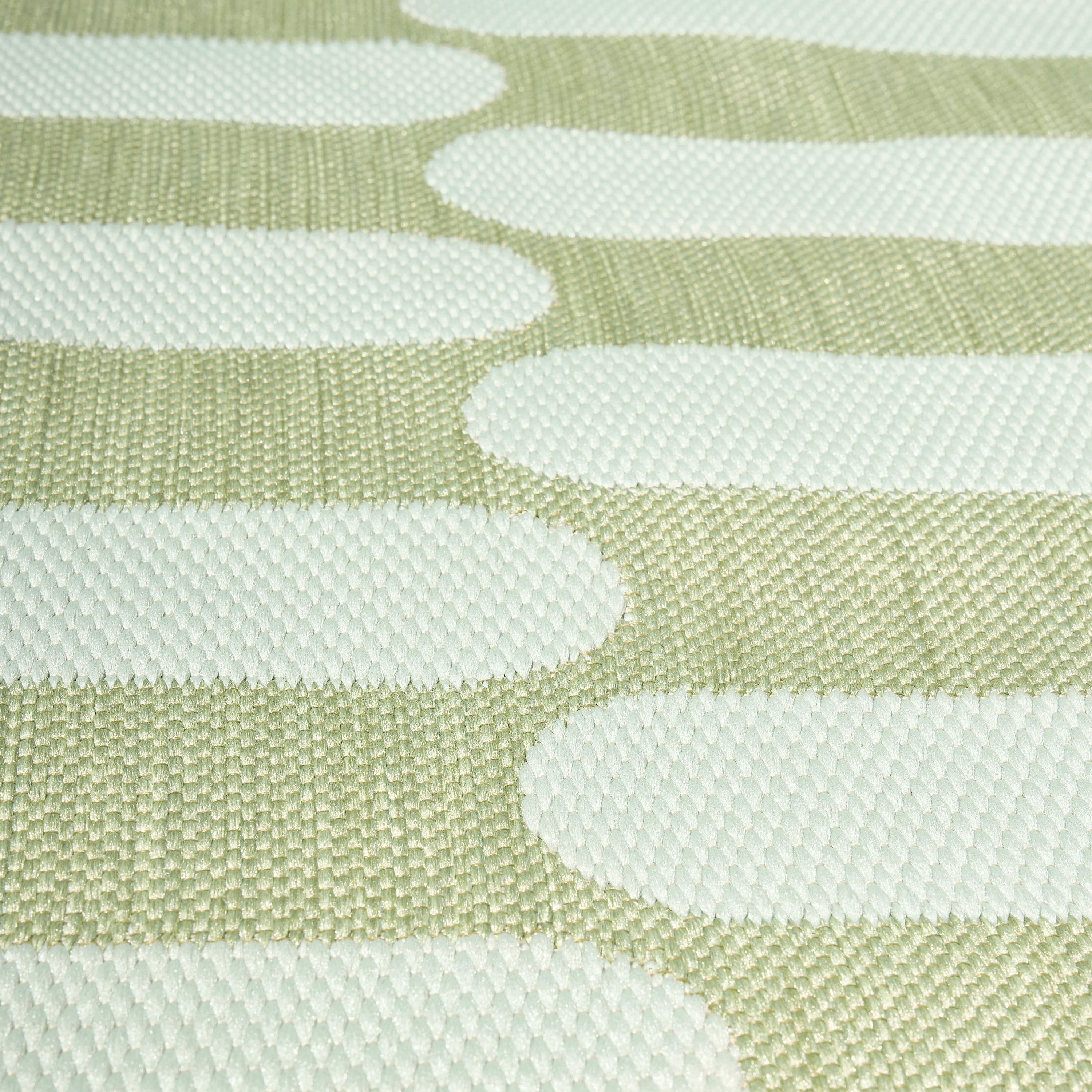 Beautiful by Drew Barrymore Tiled Stripes Outdoor Rug (Green, 7 ft x 10 ft) vwd6g