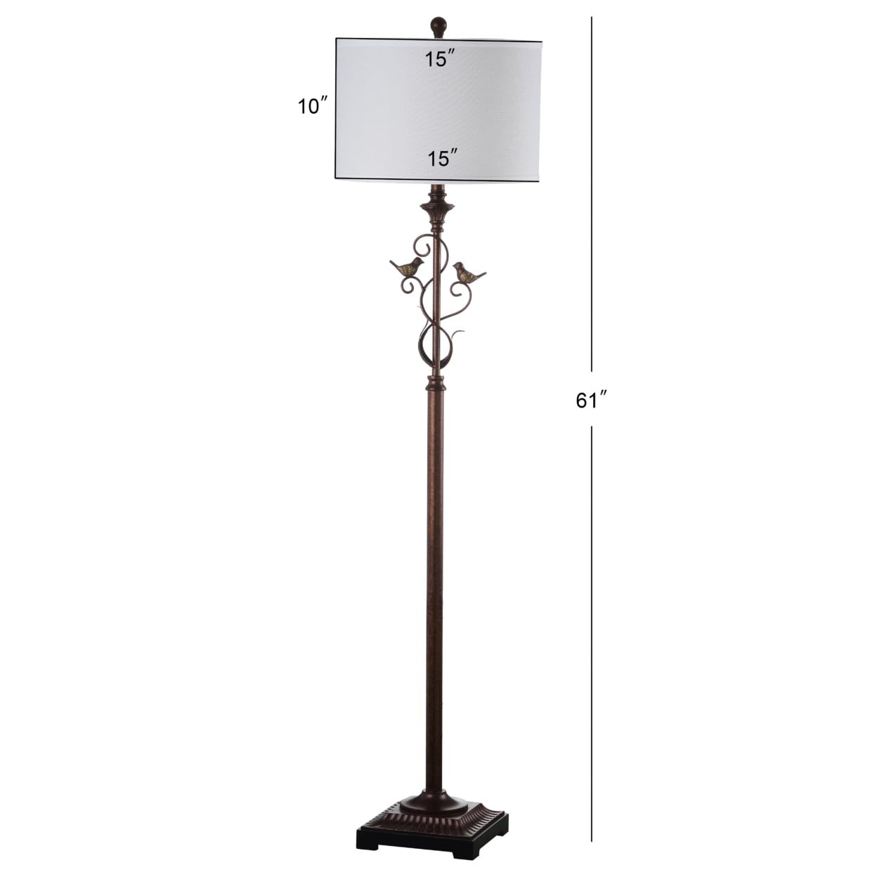Safavieh Birdsong Antique Floor Lamp with Cotton Shade (Oil-Rubbed Bronze, 61 in. H) ksugo
