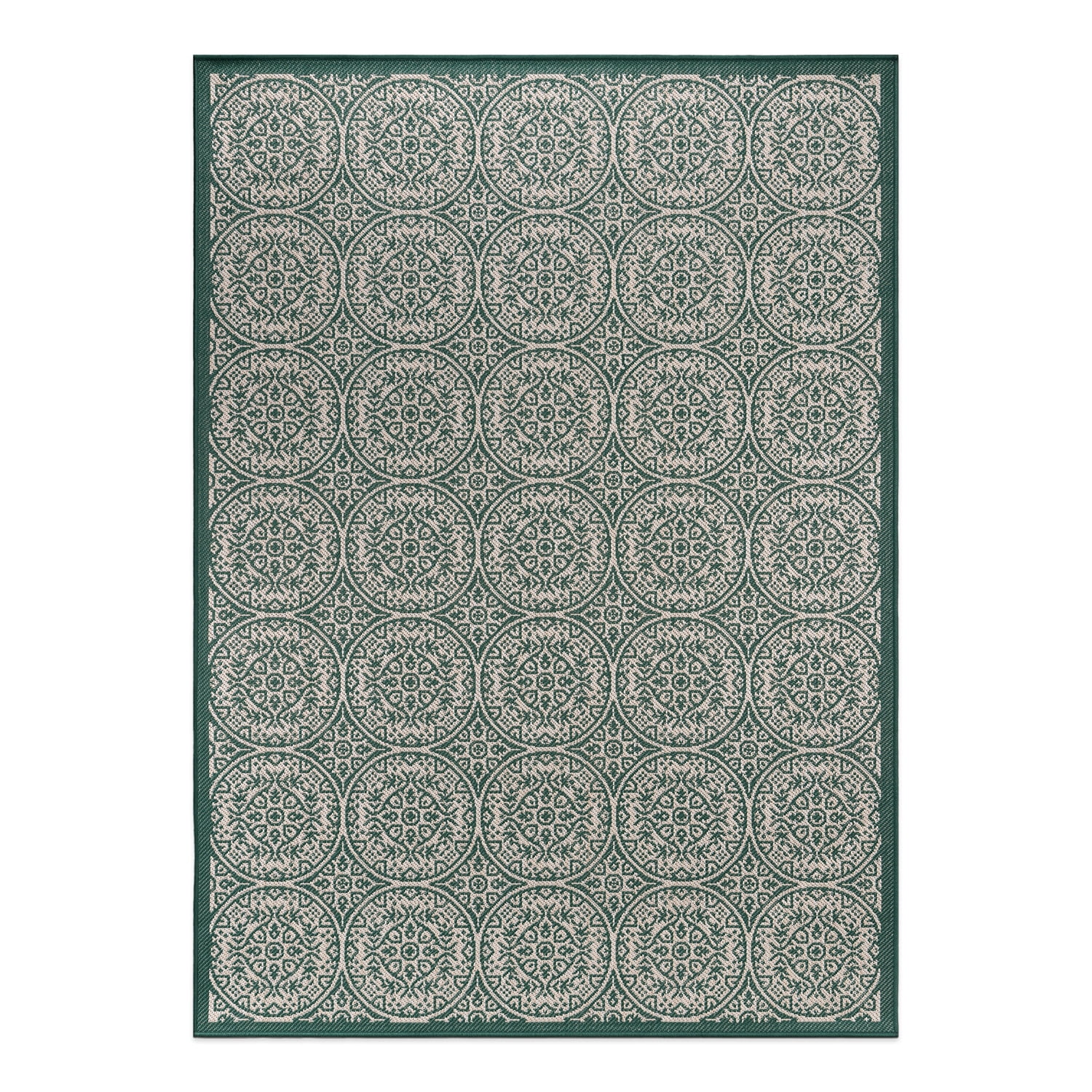 World Rug Gallery Transitional Floral Circles Indoor/Outdoor Area Rug (Green, 5 ft x 7 ft) j5wii
