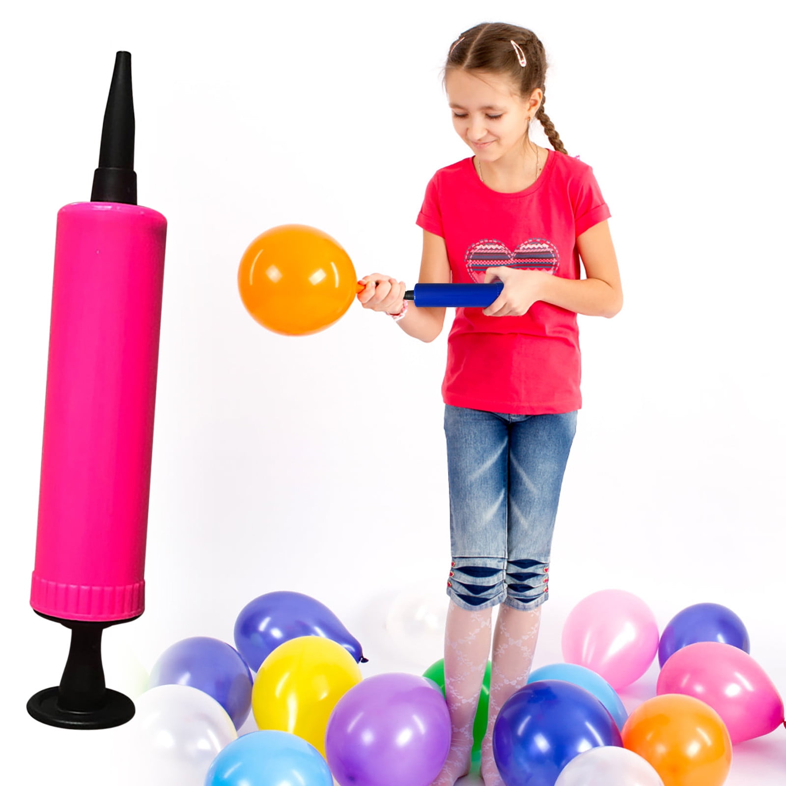Mrasaso Manual Balloon Air Pump Hand-Push Inflator for Party Decorations (Blue, 11 in) k2d3u