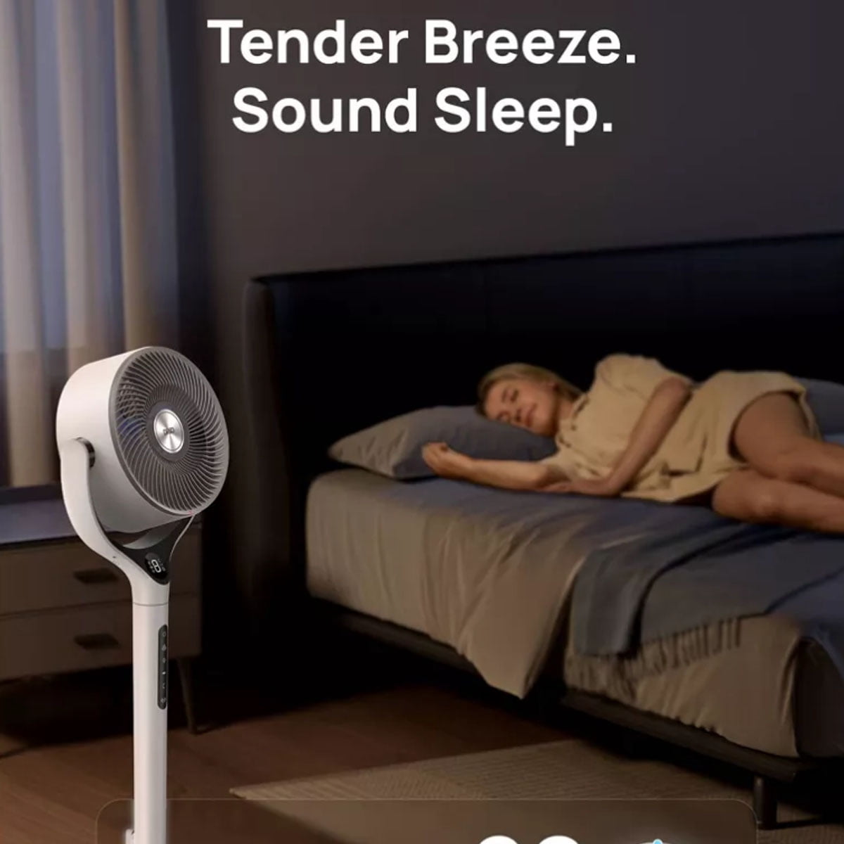 DREO Smart 9-Inch 3D Oscillating Pedestal Fan with Wi-Fi and Remote (White, 37-42 in Height) u38y8