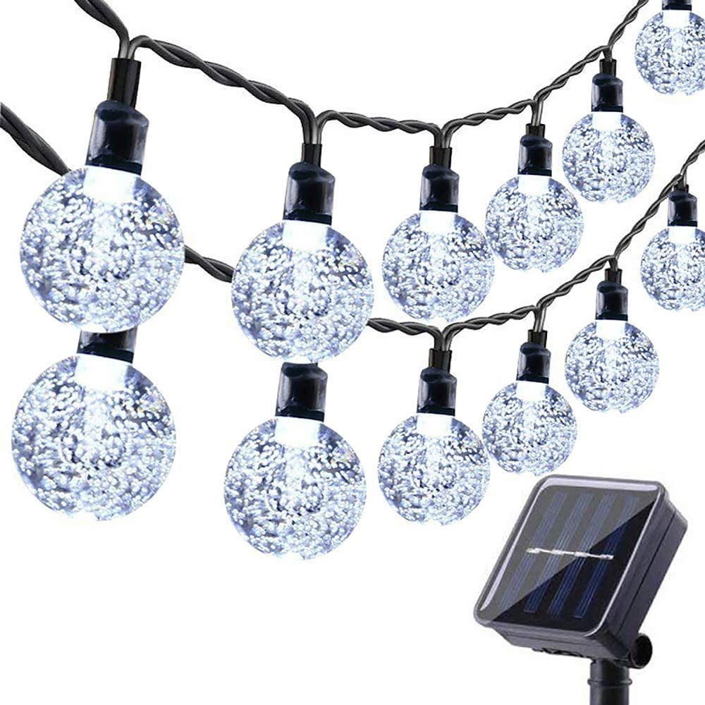 Oberon Solar String Lights Outdoor Waterproof Crystal Ball Fairy Lighting (White, 21.4 ft) cinbs