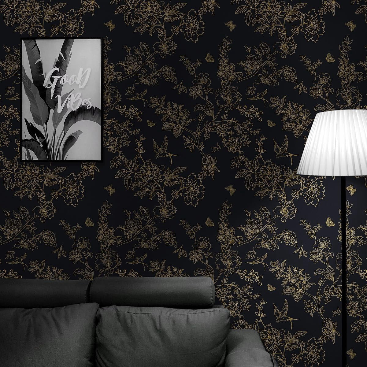 Usachibb Vintage Floral Peel and Stick Wallpaper, Removable Boho Contact Paper for Bedroom and Bathroom (Cream White and Blue, 17.7 in x 118.1 in) 7fljd