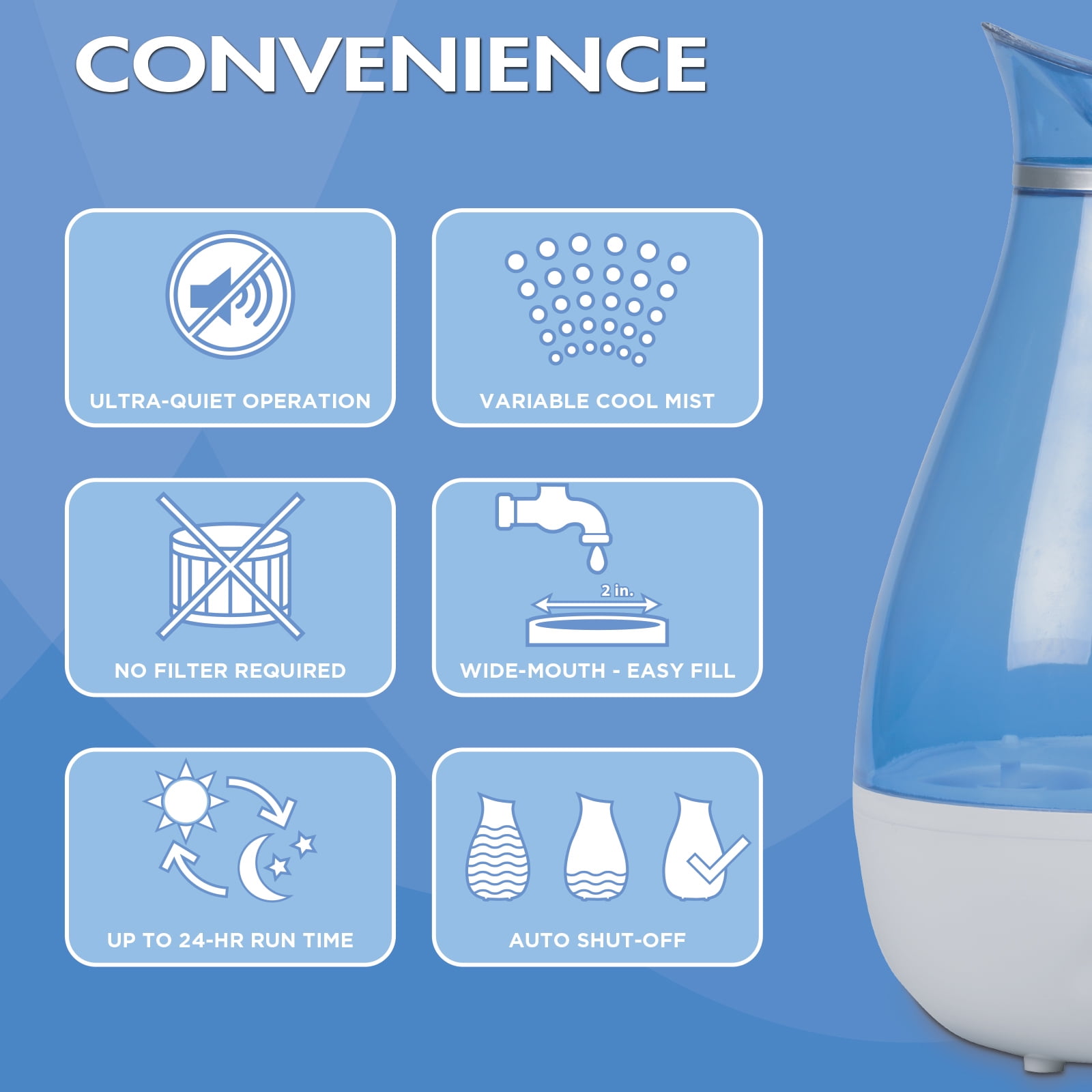 Thera Care Cool Mist Ultrasonic Humidifier for Medium Rooms (Blue, 84.5 fl oz) ik1v6