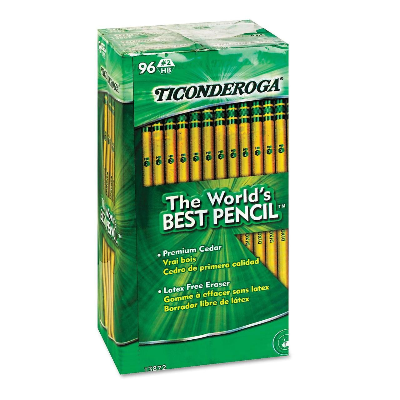 Ticonderoga Woodcase Pencils, HB #2 Graphite, Premium Cedar Wood (Yellow, 96 ct) cxge1