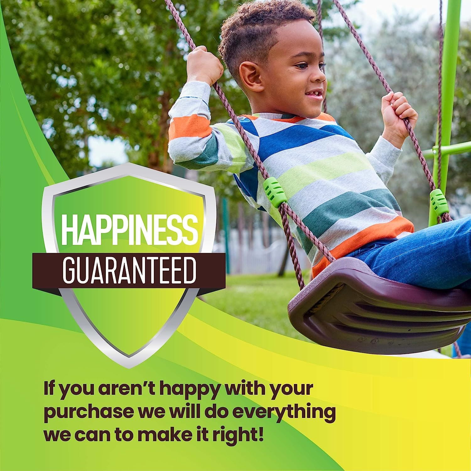 Swurfer Steel Triple A-Frame Swing Set with Slide and Multiple Swings (Green, 1 Set) 79nkz