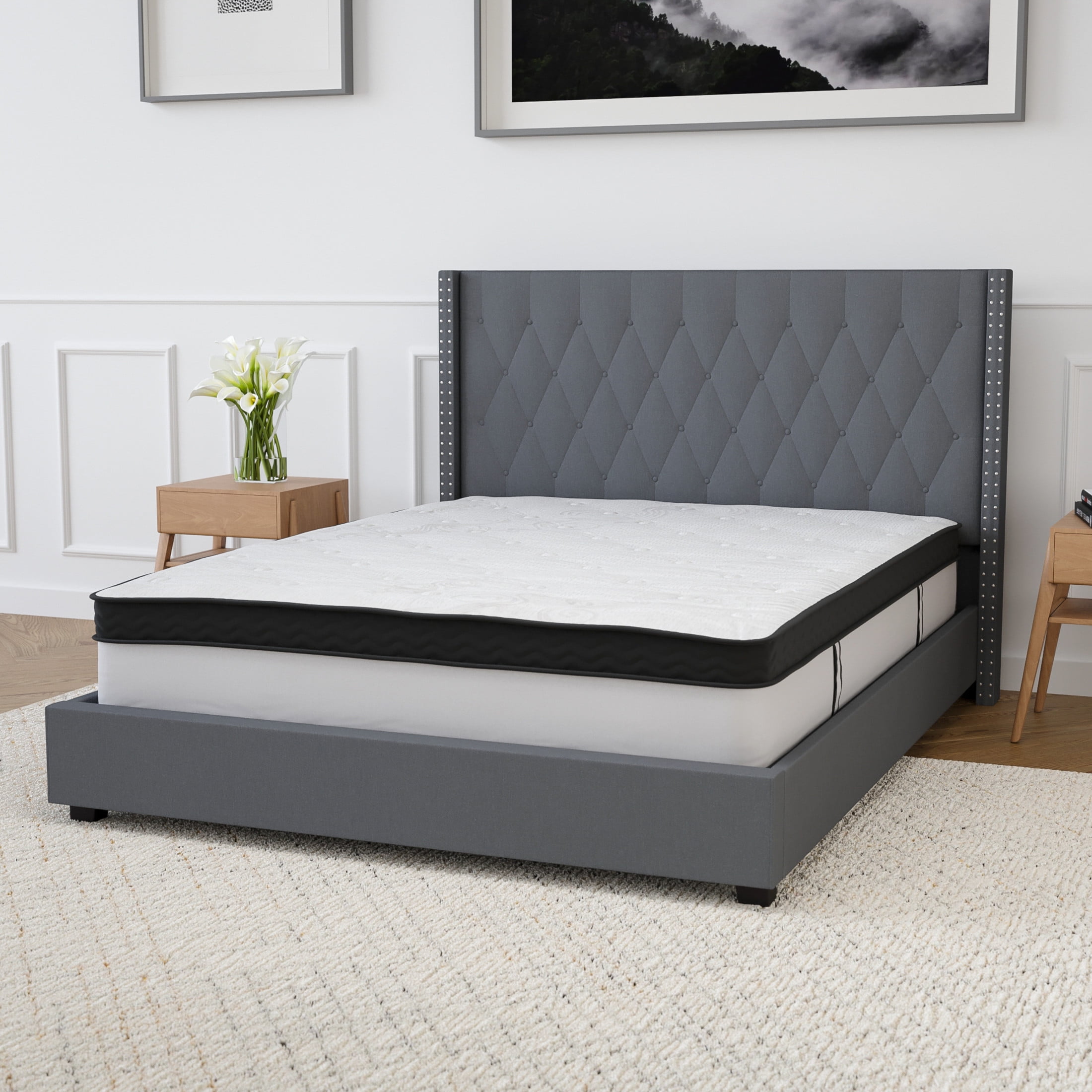Merrick Lane Hybrid Mattress with Pocket Spring and Memory Foam (Queen, 60 in x 80 in x 12 in) 3k7i1