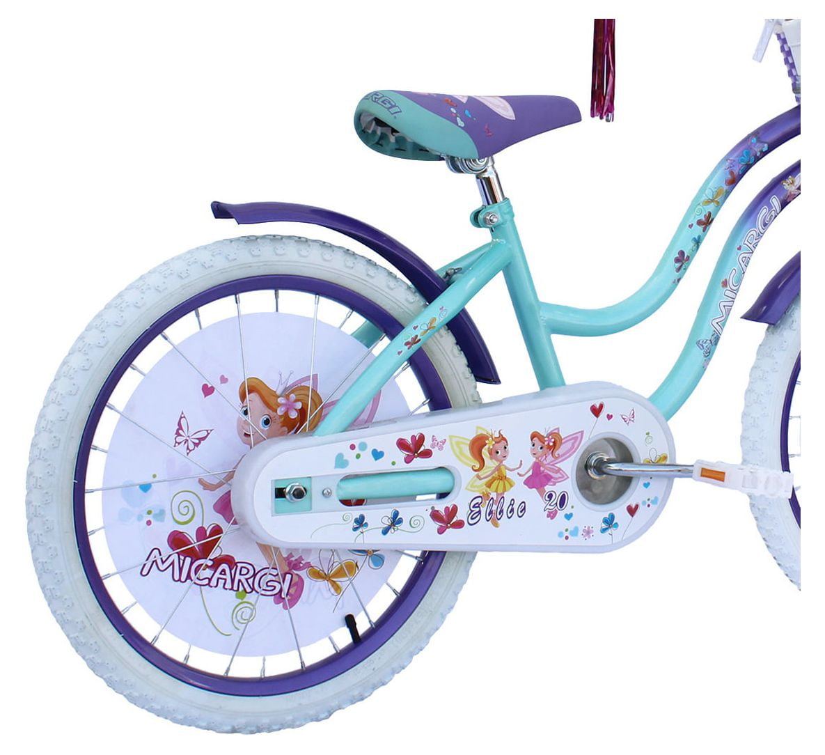 PlayWorld 20 in. Cruiser Bicycle for Kids, Steel Frame with Coaster Brake and Fenders (Purple/Baby Blue, 20 in.) o6i9u