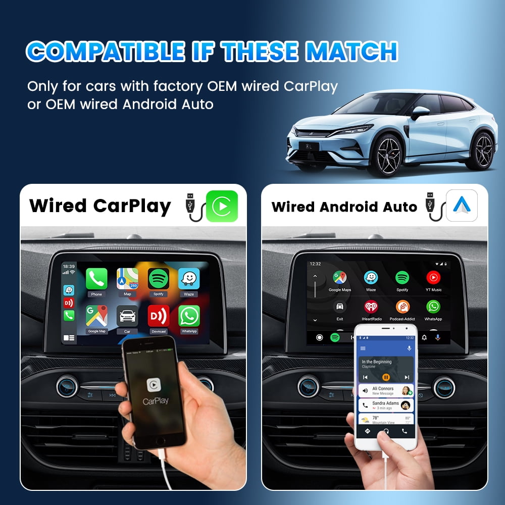 Carlinkit 5.0 Wireless Apple CarPlay and Android Auto Adapter, Plug and Play Dongle with 5.8GHz WiFi (Black, 1 Pack) 6xcf3