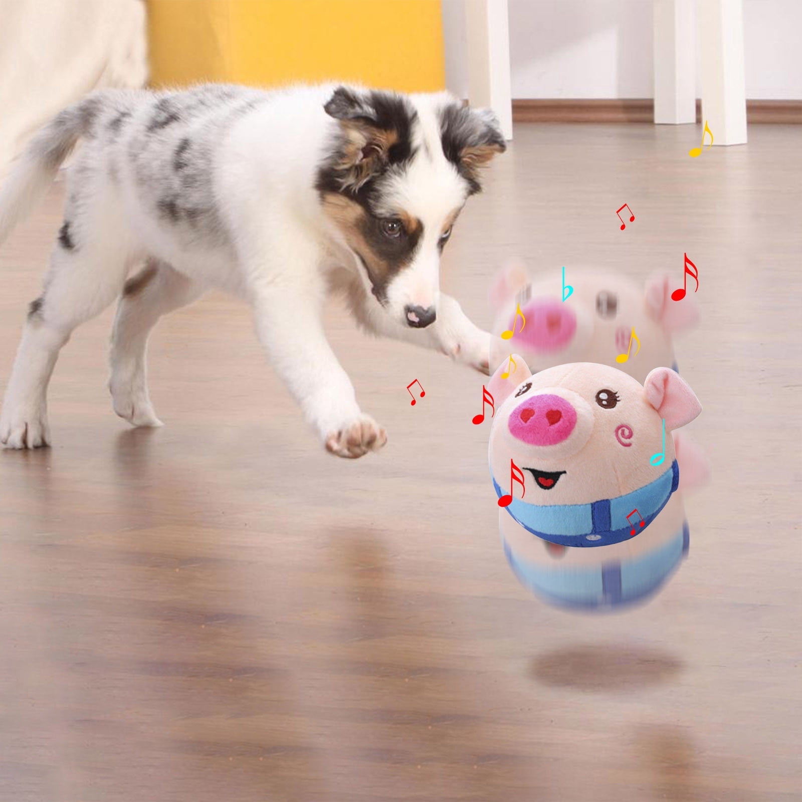 Meitianfacai Interactive Jumping Pig Dog Toy, Squeaky Moving Pet Toy with Music (Blue, 1 ct) iro9r