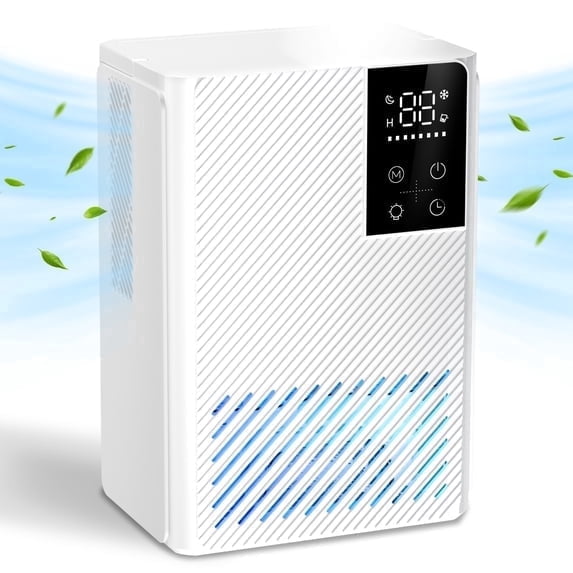 LHRIVER Electric Dehumidifier for Home, Quiet Sleep Mode with 7-Color LED Light (White, 67 oz) mlzwq