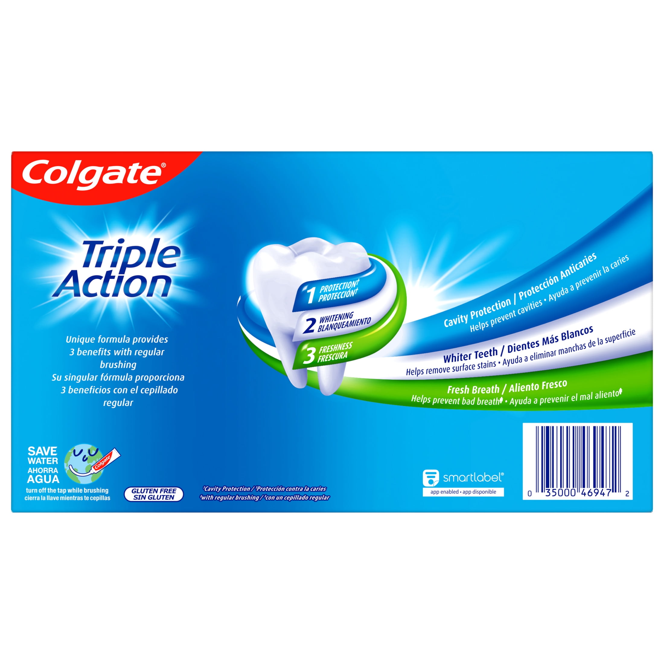 Colgate Triple Action Toothpaste, Cavity Protection and Whitening, Original Mint (6 oz, 3 Pack) o9via