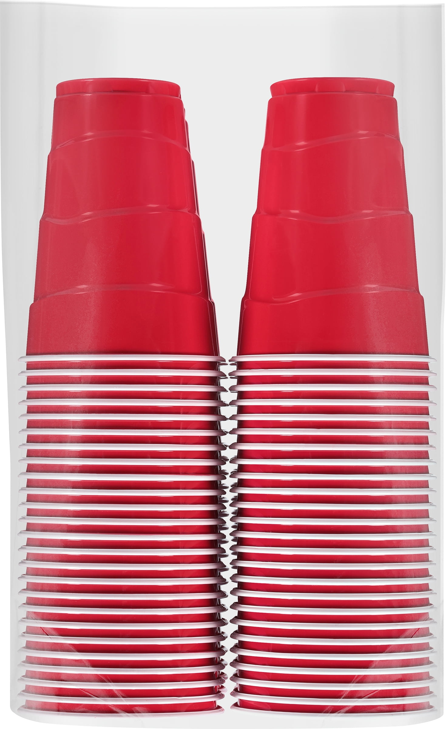 Great Value Disposable Plastic Party Cups, Durable Ridged Grip Design (Red, 18 oz, 100 Count) 125vr