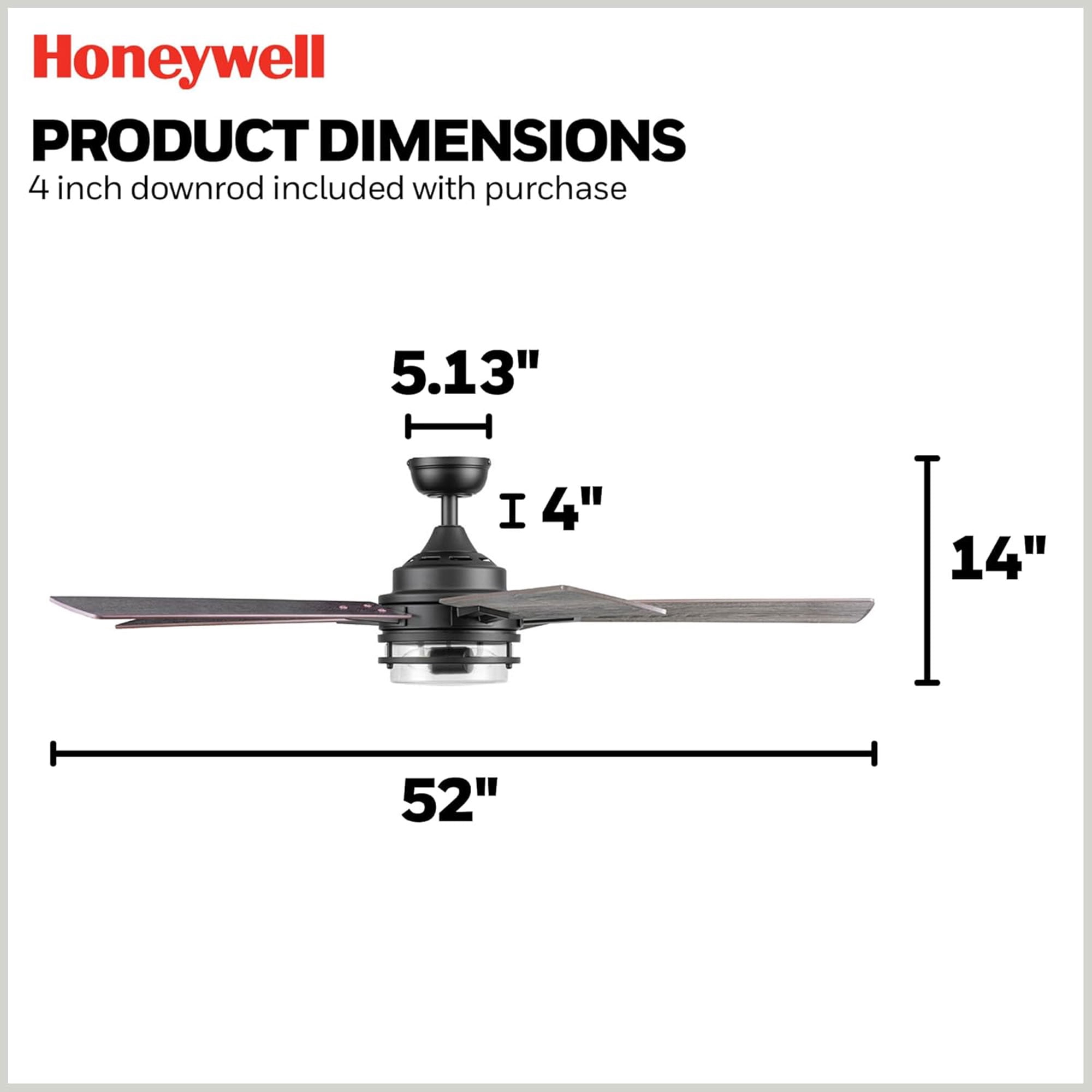 Honeywell Myers Park 52 in Ceiling Fan with Remote and Reversible Blades (Matte Black, 52 in) eyeup