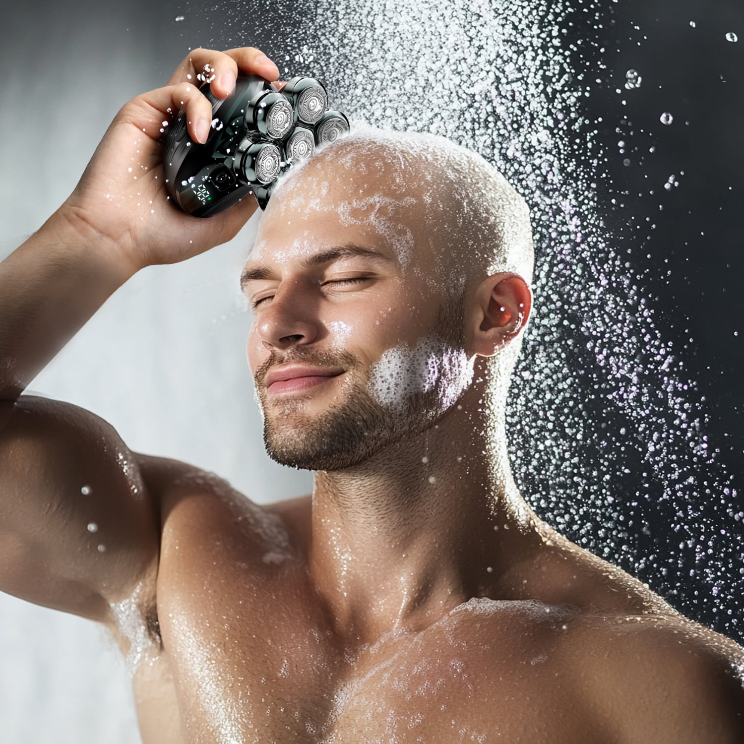 Nogroa 7D Electric Head Shaver for Bald Men, Cordless Rechargeable Wet & Dry Grooming Kit with LED Display (Black, 1 Count) ekbxc
