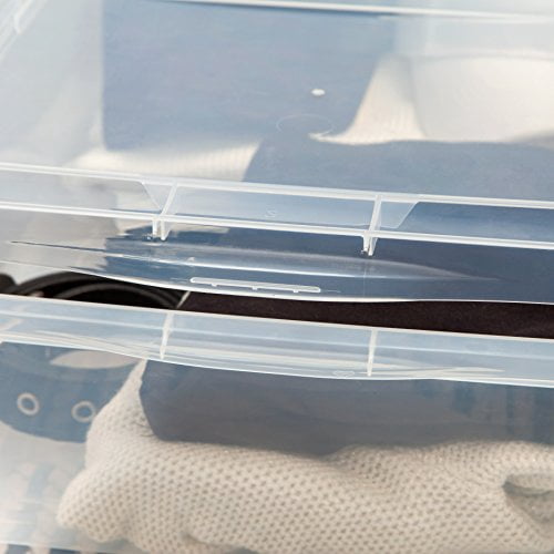 IRIS USA Plastic Storage Bin Tote Organizing Container with Latching Lid (Clear, 6 qt, 12 Pack) 5exk1