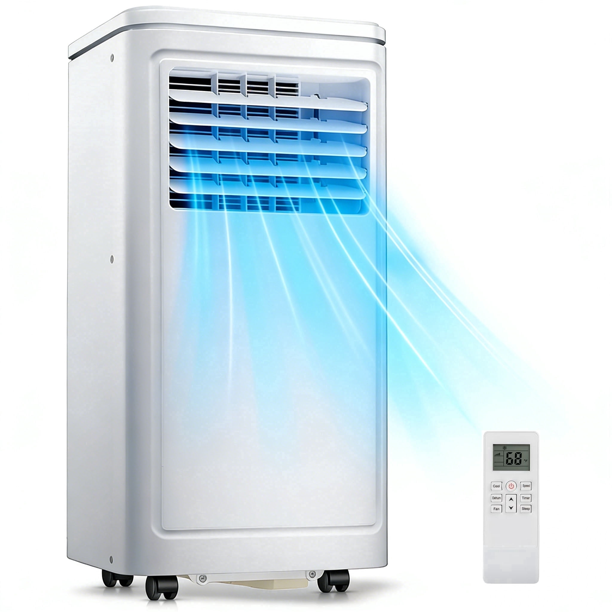 Moifoi 8000 BTU Portable Air Conditioner, 3-in-1 Cooling, Dehumidifying, and Fan Unit for Rooms up to 350 sq ft (White) oq3ou