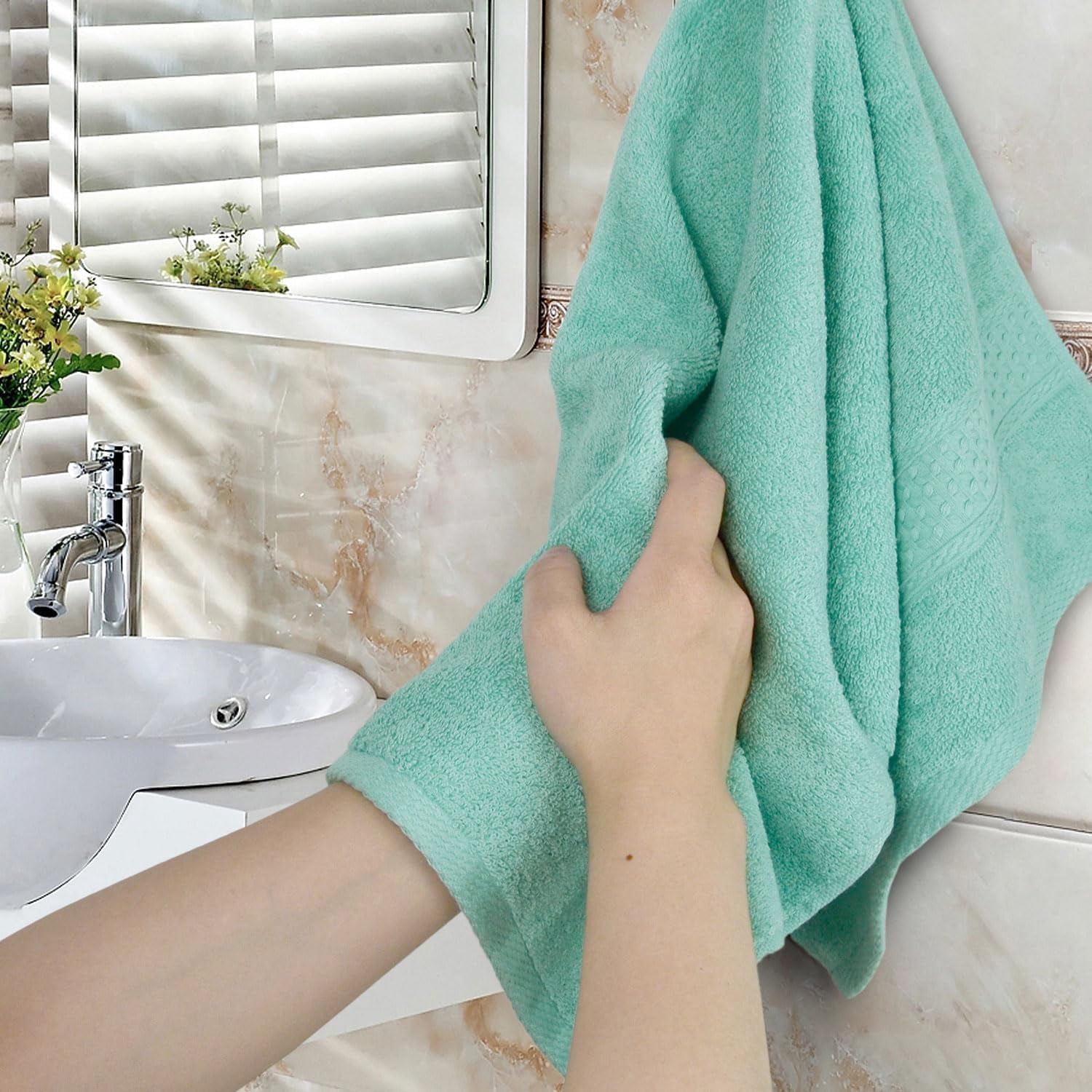 Zhao.Fu Cotton Hand Towels Set, Ultra-Soft Absorbent Bathroom Towels (Pink, 6-Pack, 29 in x 13 in) mzfsf