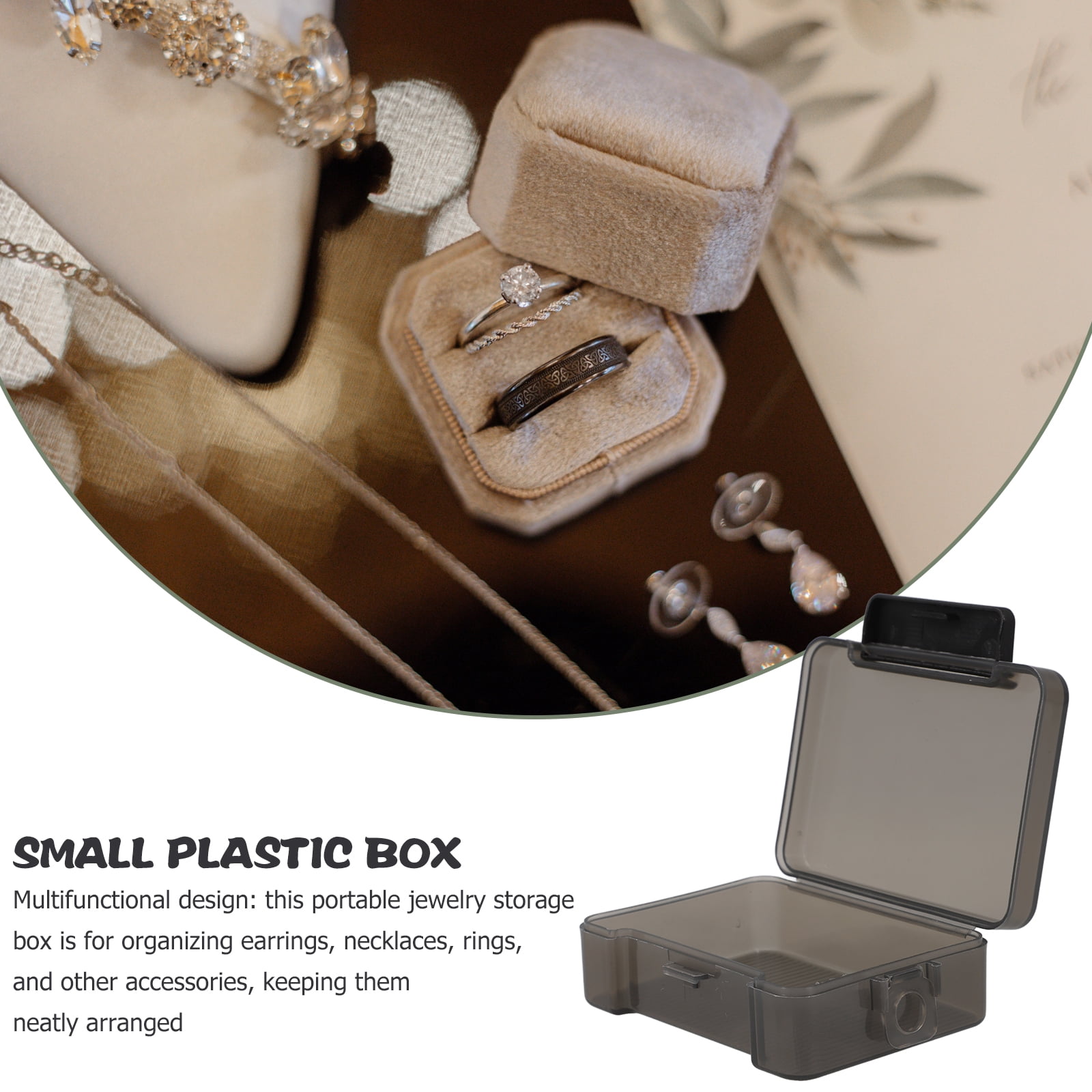 Oculoon Small Plastic Storage Containers with Hinged Lids (Black, 3 in x 3 in) w2n42