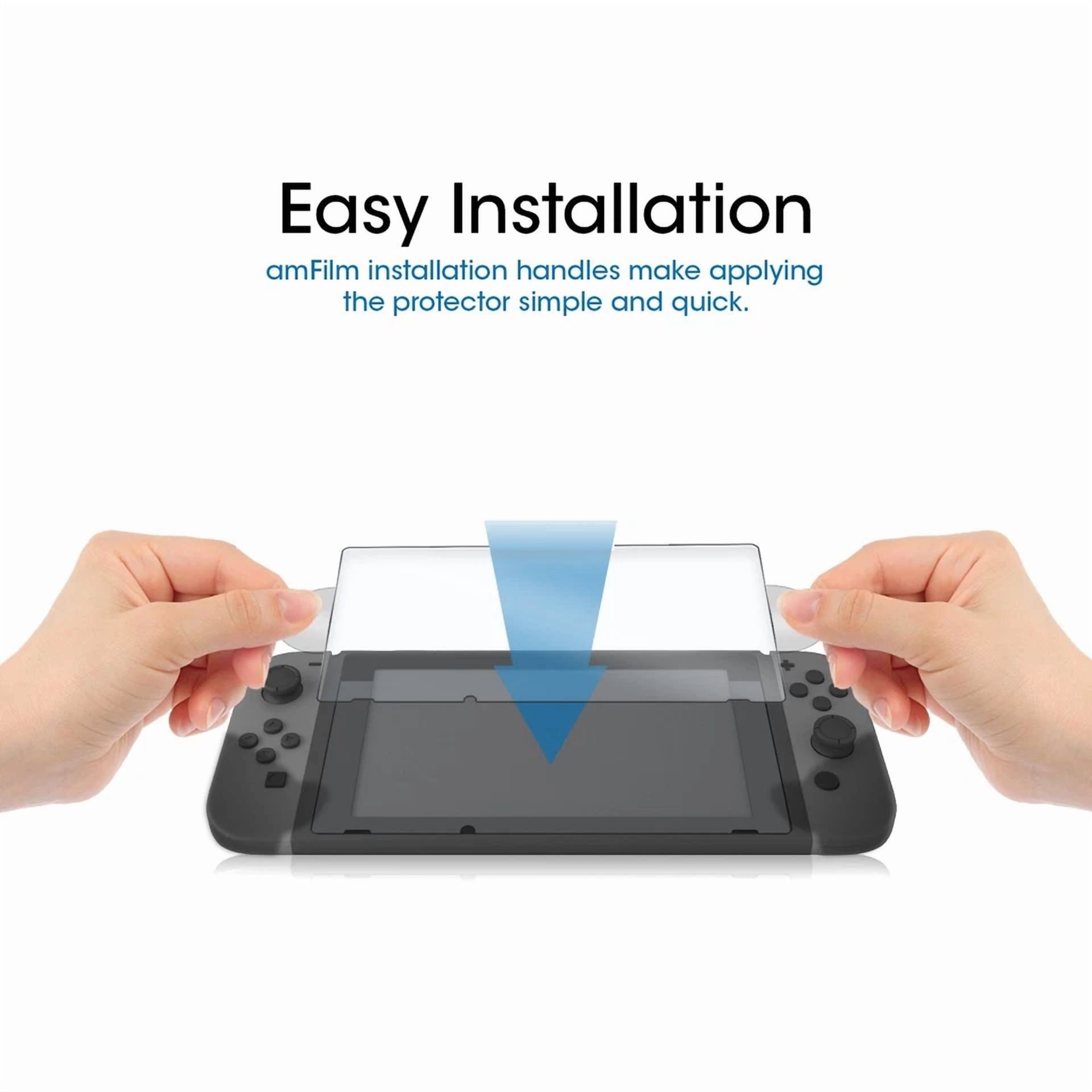 Amfilm Nintendo Switch Tempered Glass Screen Protector (Scratch-Resistant, Ultra-Clear) (2 Pack) cqxk2