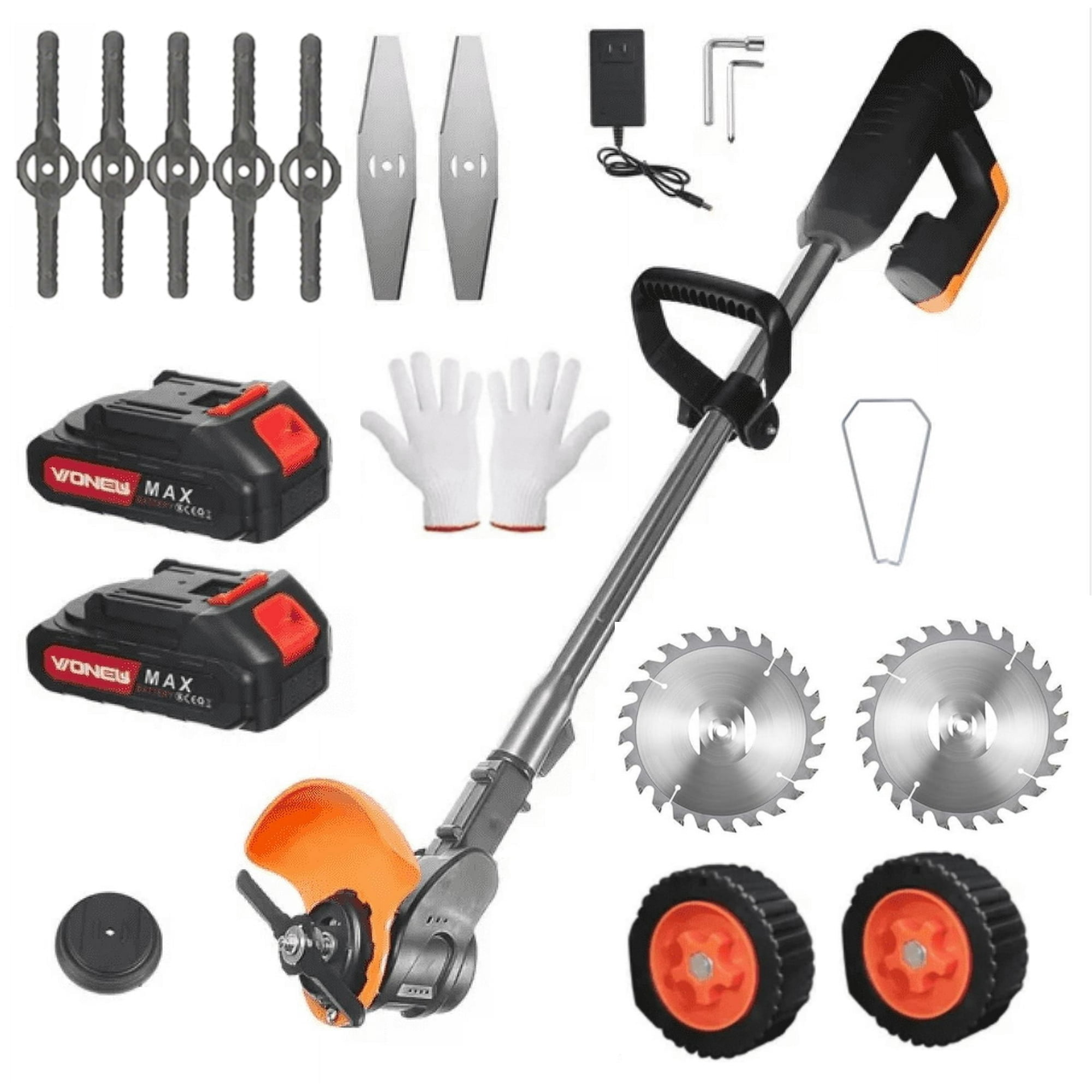 Paddsun Cordless Grass Trimmer Electric Weed Wacker with 2 Batteries and Charger (Black, 11.8 in) 1otj0