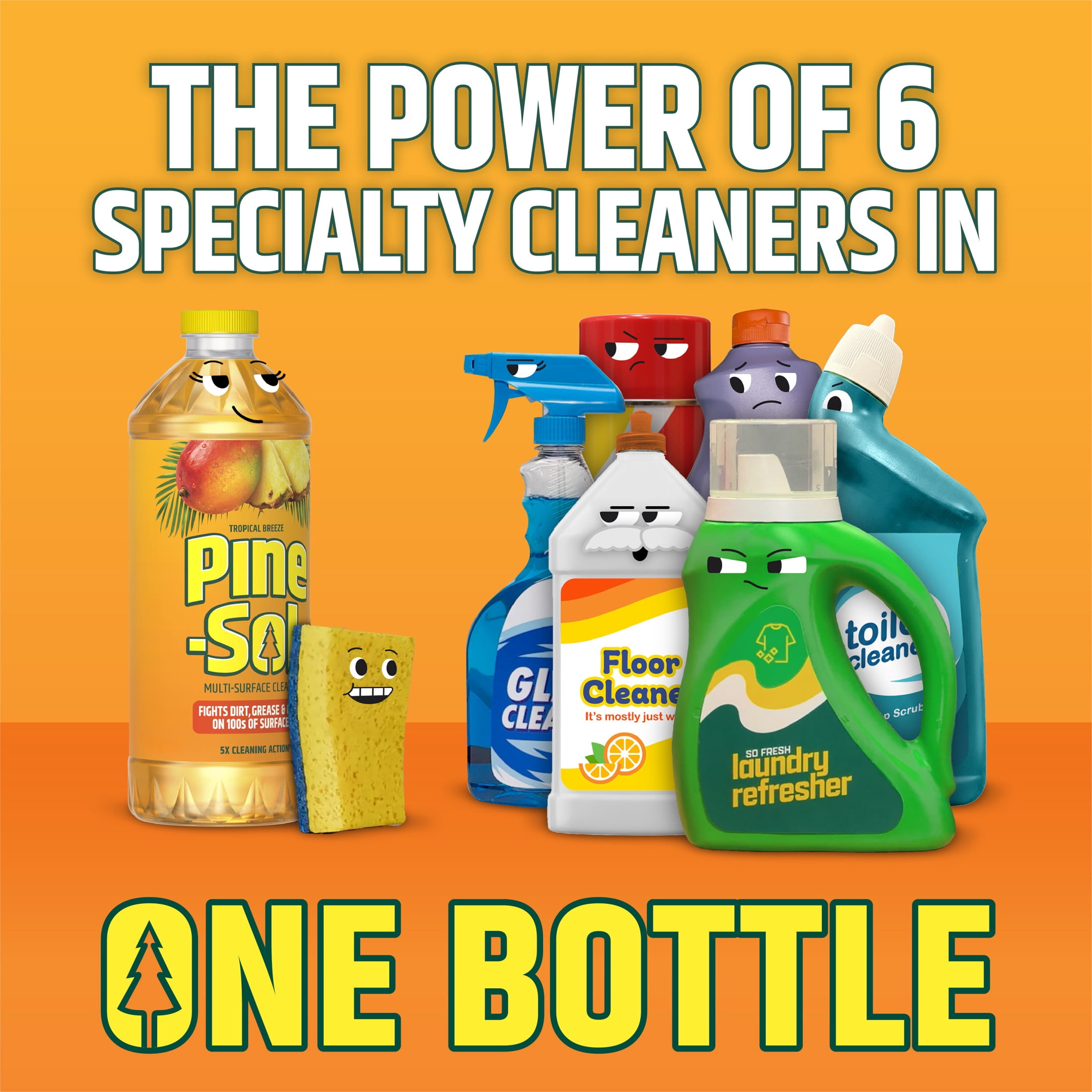 Pine-Sol Multi-Surface Cleaner, Tropical Breeze Scent, Heavy-Duty Household Degreaser (48 fl oz) 3by38