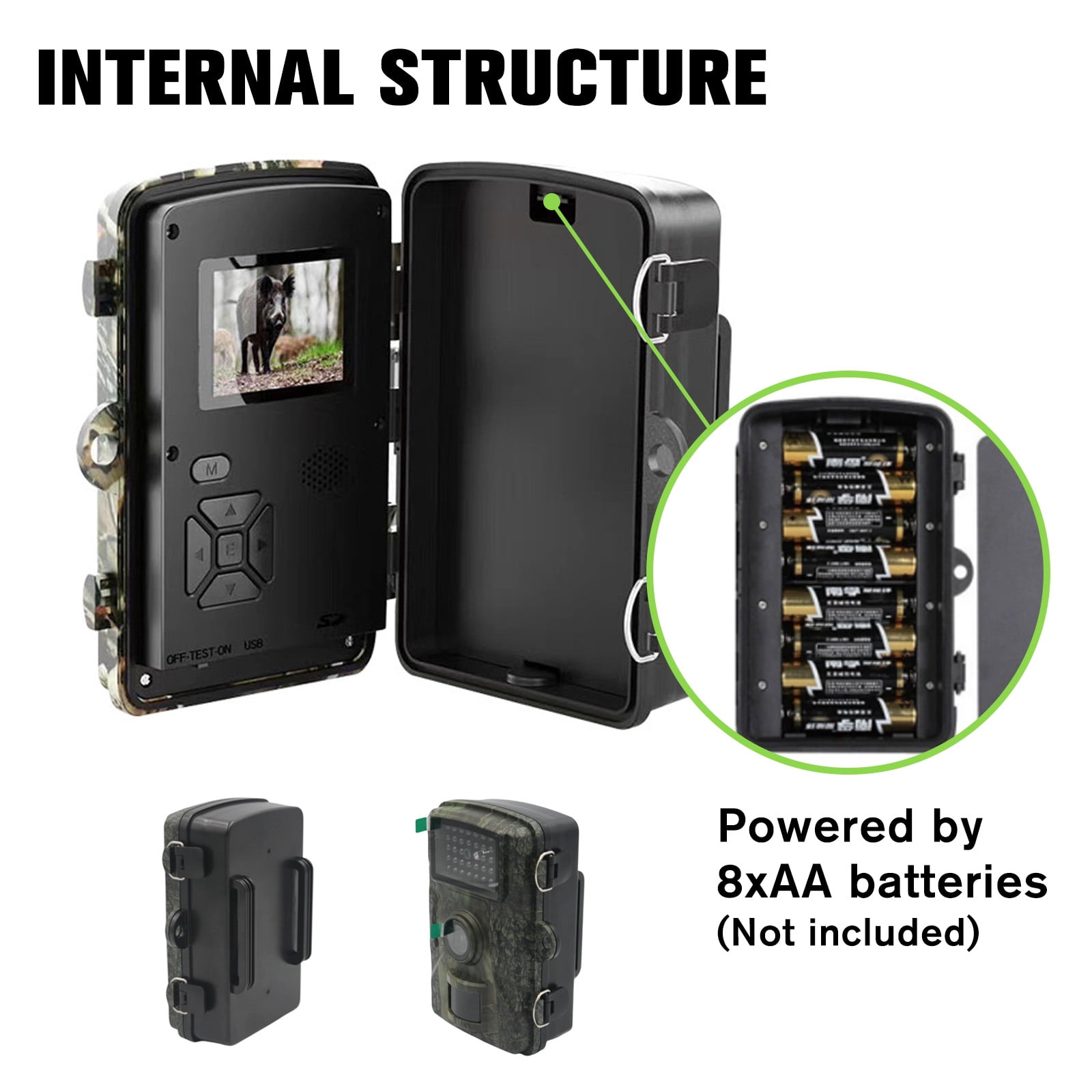 Teblint Trail Camera 16MP Wildlife Hunting Camera with Night Vision and Motion Detection (Green, 2.0 in Screen) mextr