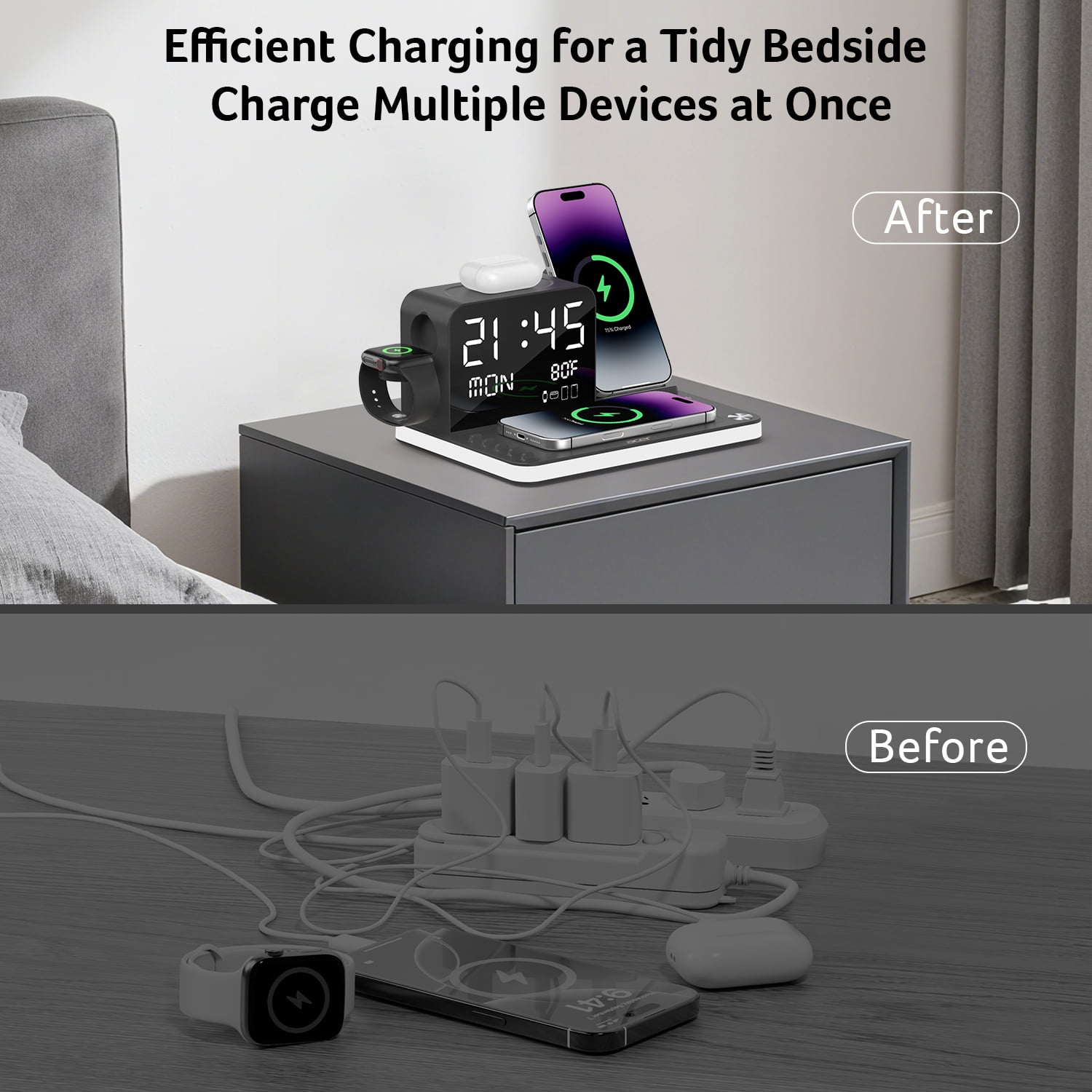 Acer 7-in-1 Wireless Charging Station for Apple and Android Devices (Black, 8.5 in x 6.3 in x 4.2 in) lyd39
