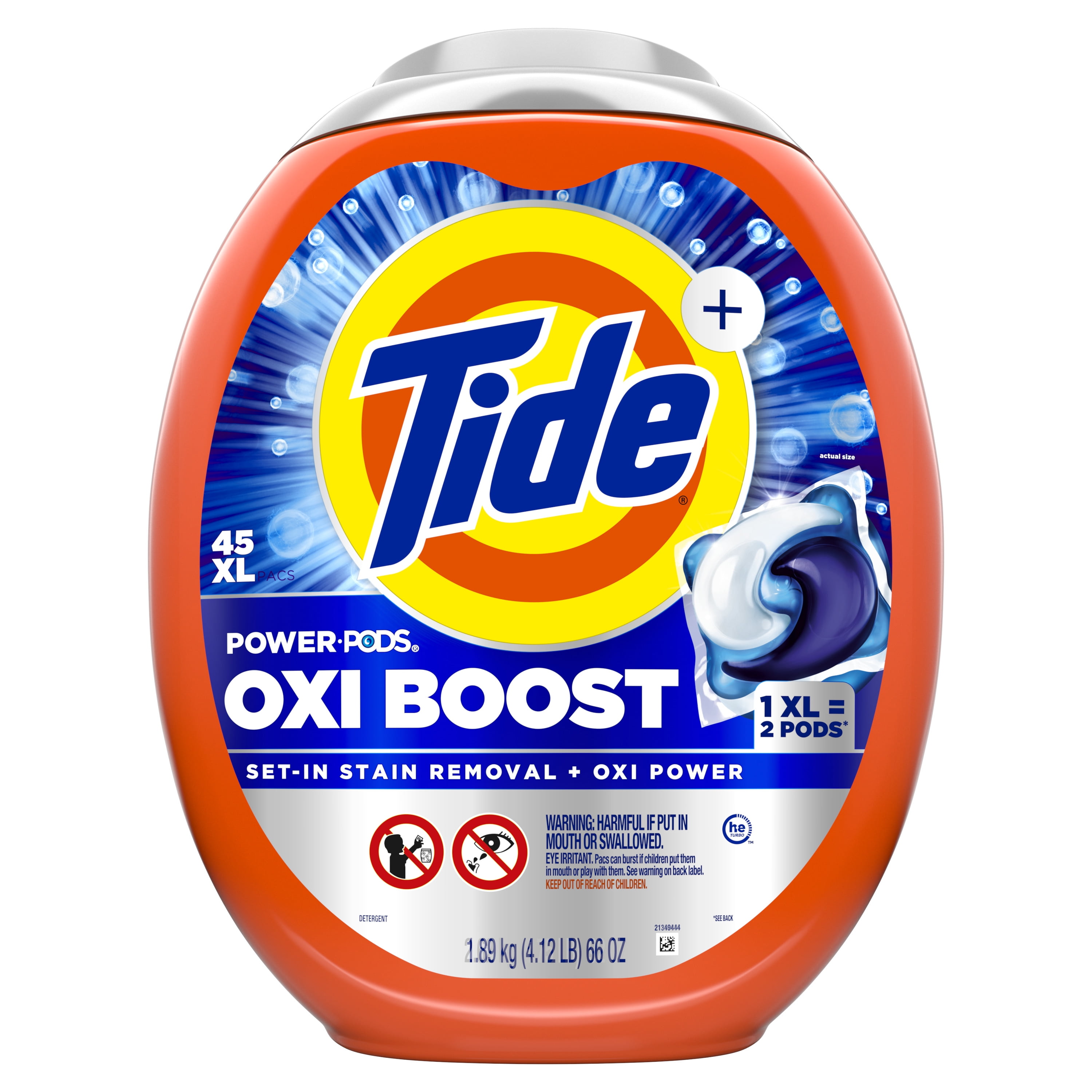 Tide PODS Laundry Detergent Pacs, Oxi Boost Power with Stain Remover (45 Count) x7hn6