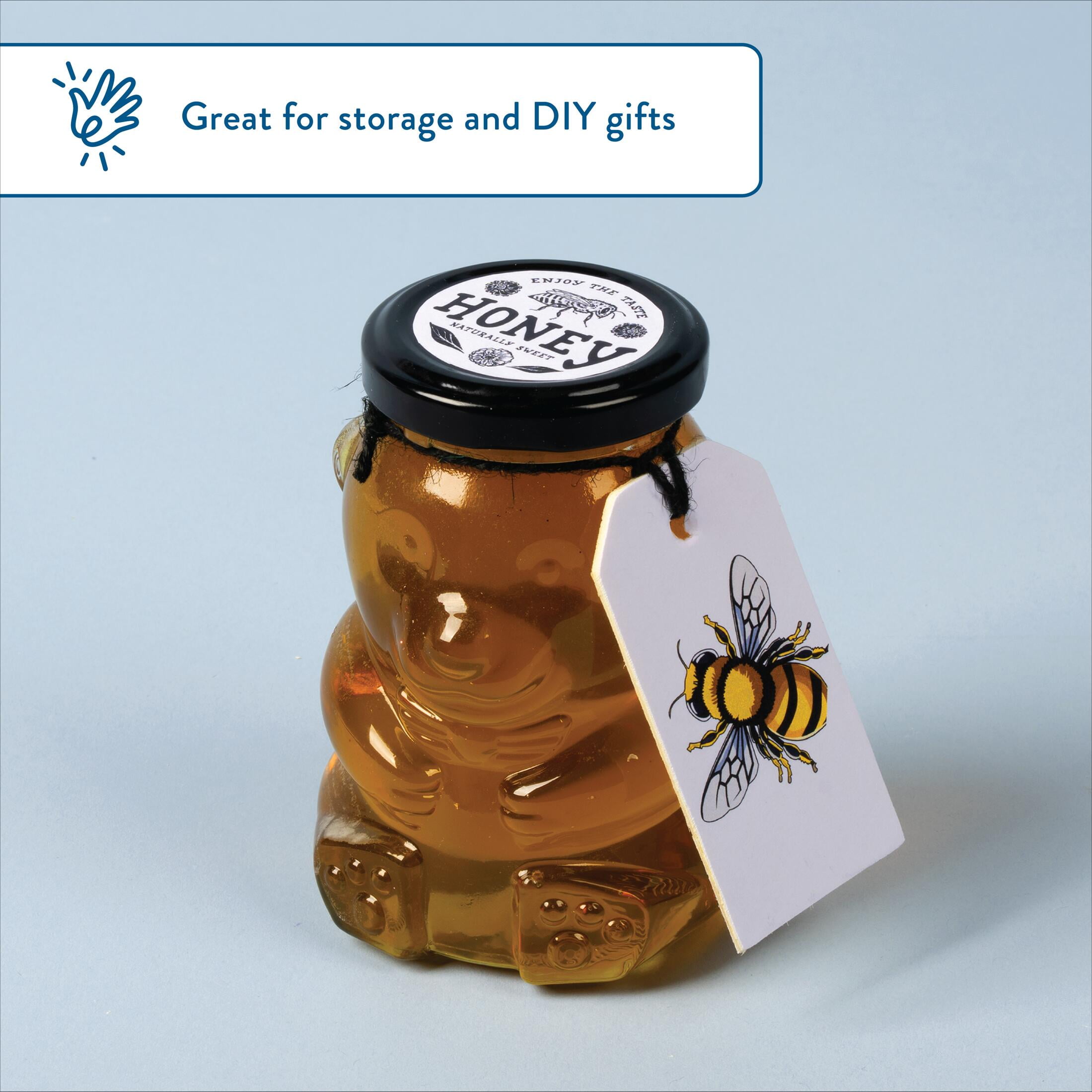 Hello Hobby Glass Bear Jar with Lid (Clear, 6.08 oz) rtn3n