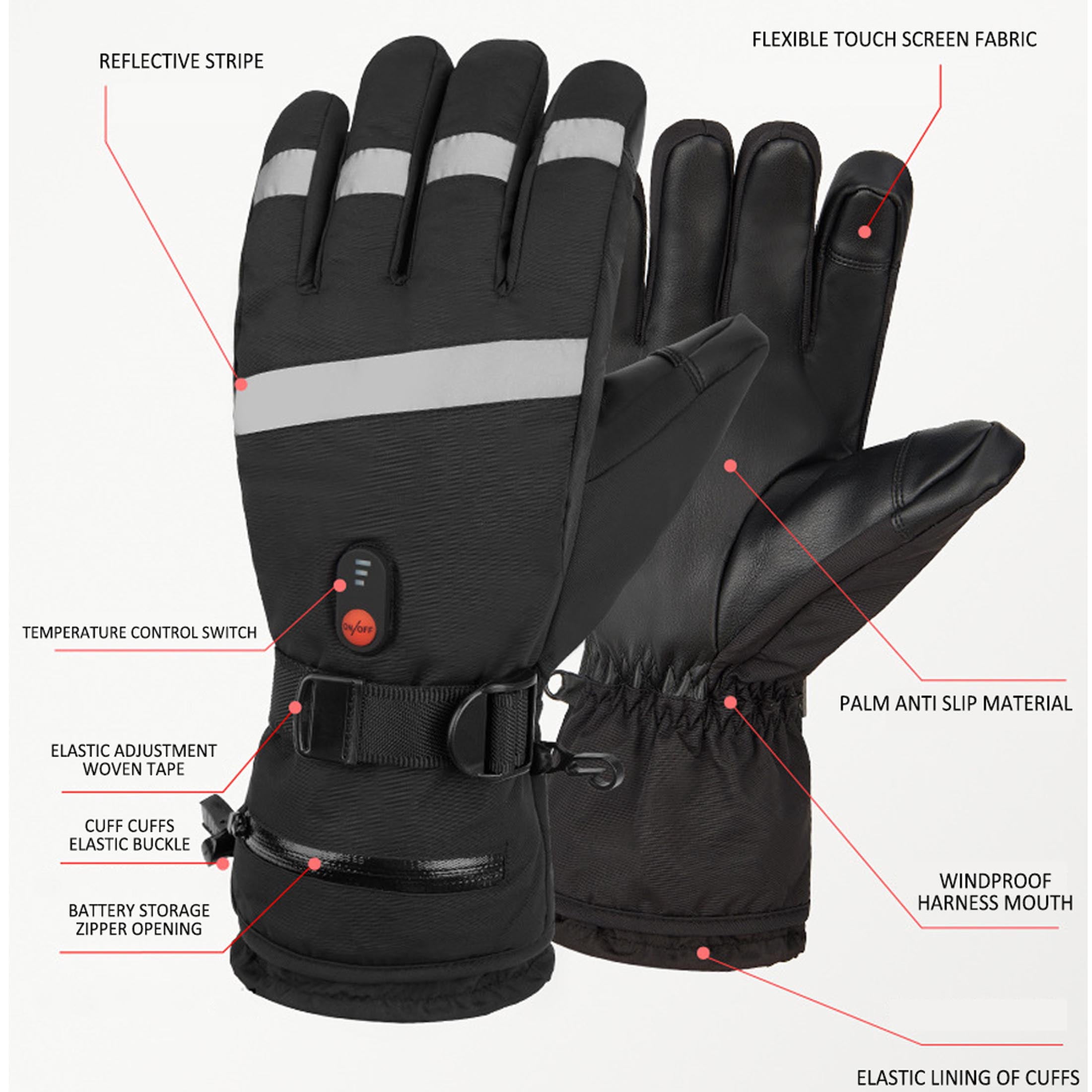 Generic Heated Motorcycle Gloves, Waterproof Windproof Touchscreen Winter Gear (Black, 6000mAh Battery) xoy2j