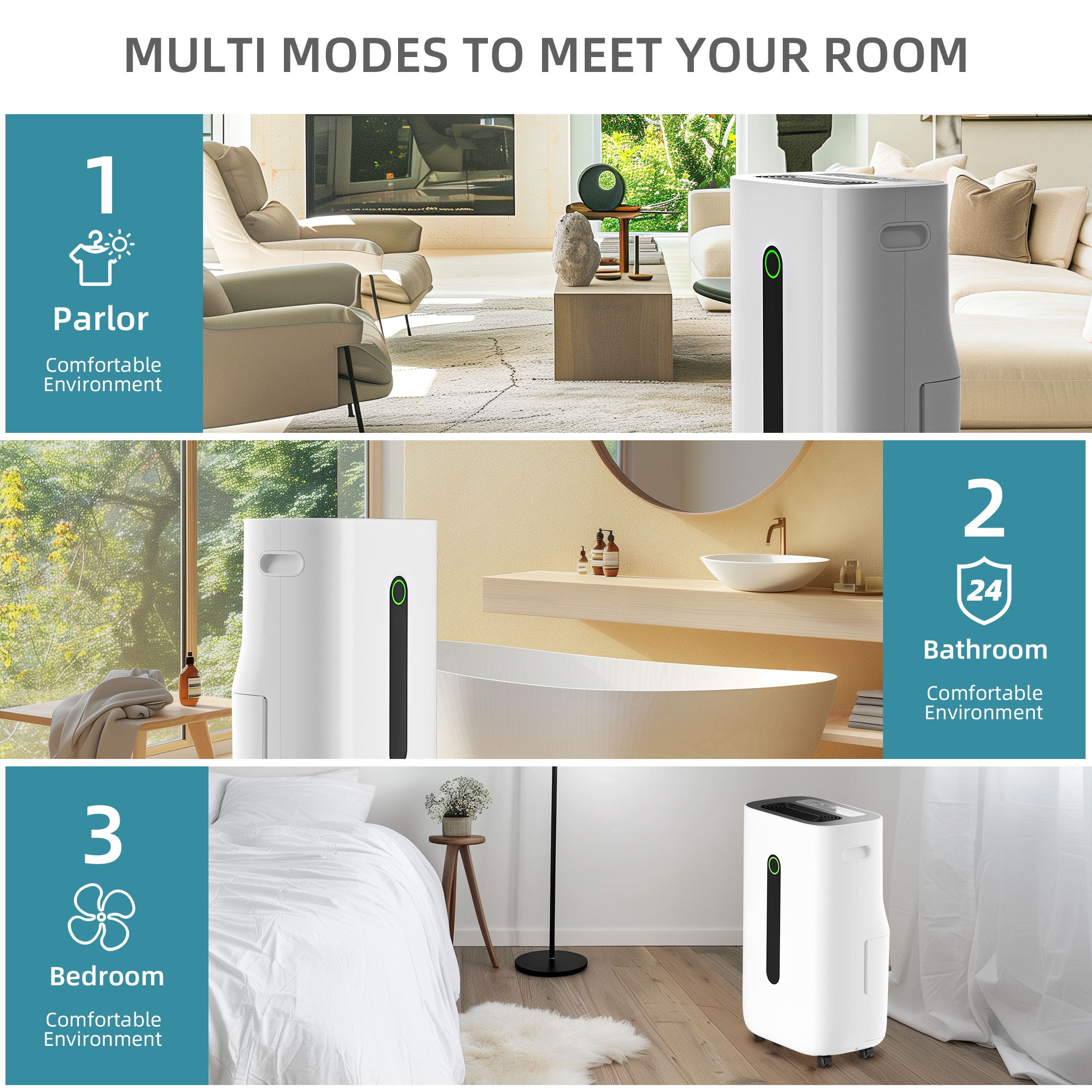 Rocyis Dehumidifier for Home and Basement (1.7 gal, White) uern5