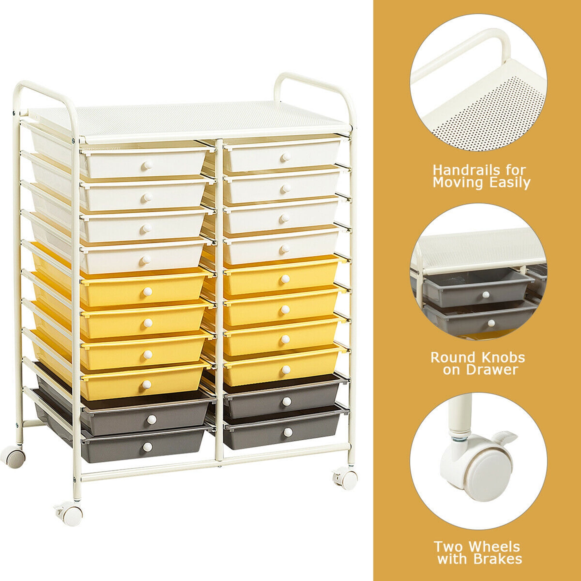 Gymax 20-Drawer Rolling Storage Cart for Scrapbook Paper and Office Supplies (Black, 25 in x 15 in x 34 in) mcb40