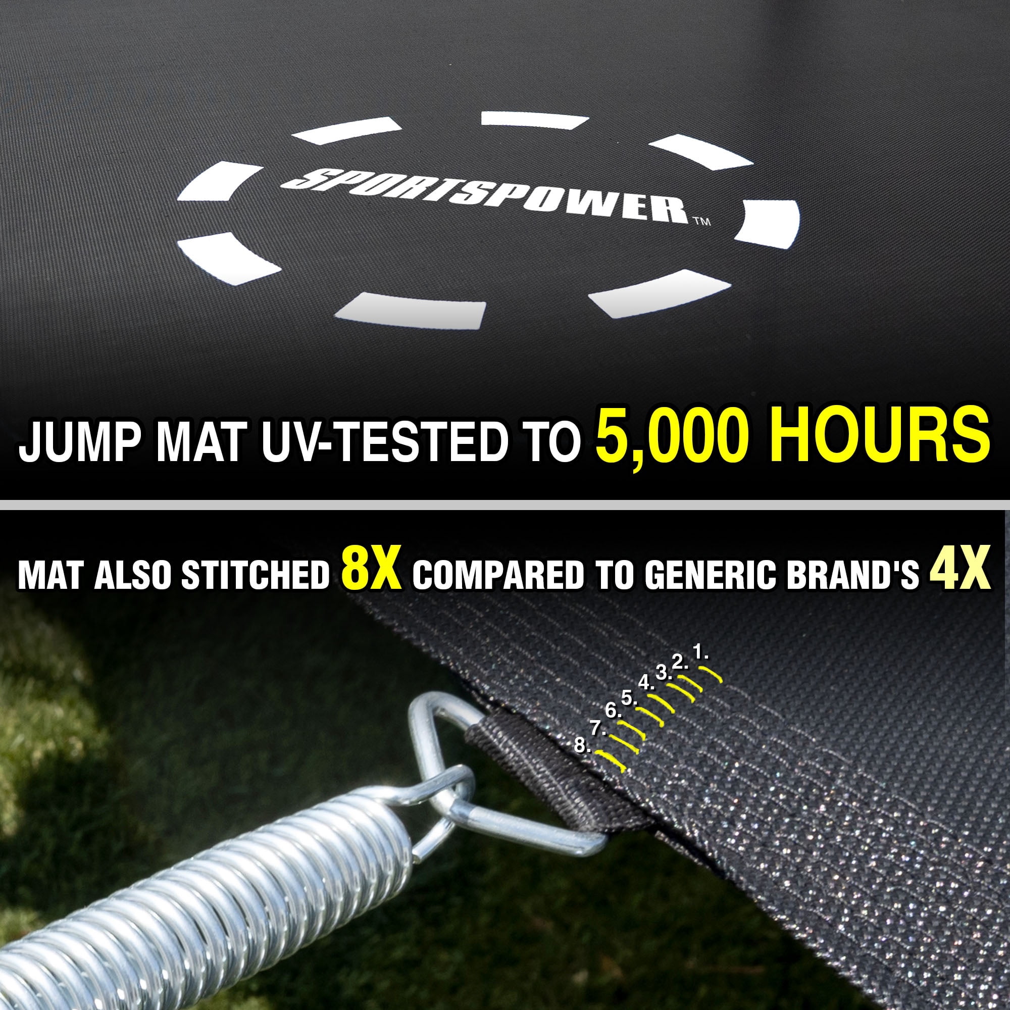 Tru-Jump PRO Outdoor Trampoline with Curved Pole Enclosure and Jump Mat (12 ft) 01ys0