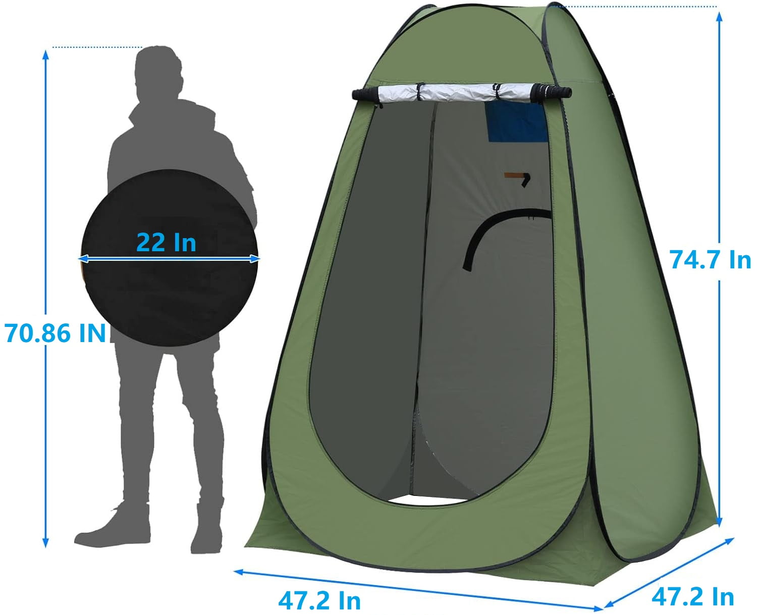 GVDV Portable Pop Up Privacy Tent for Camping Shower and Changing (Green, 47.2 in x 47.2 in x 74.7 in) eyhfl