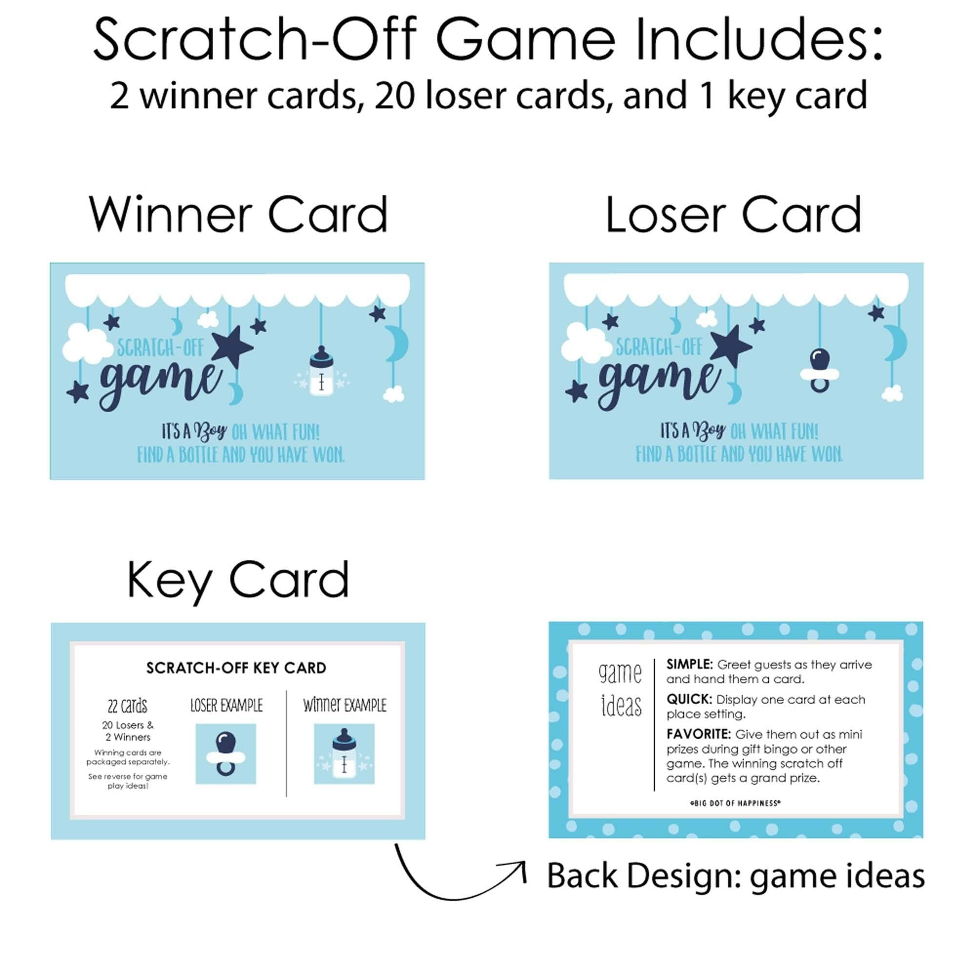 Big Dot of Happiness It's a Boy Baby Shower Scratch Off Game Cards (Blue, 22 Count) glywy