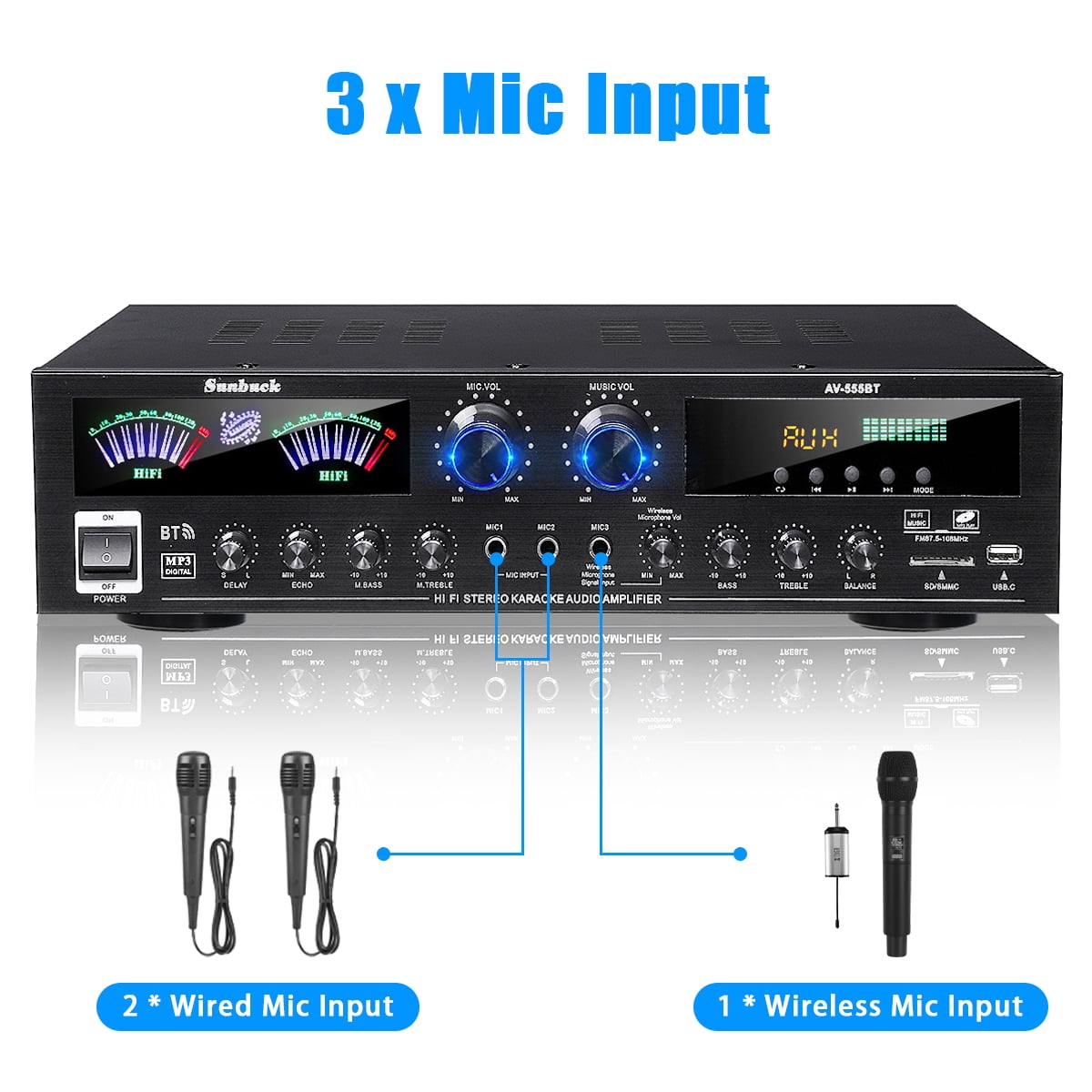 BlitzMax 800W Bluetooth Home Theater Stereo Receiver (Black, 5-Channel) vox5x