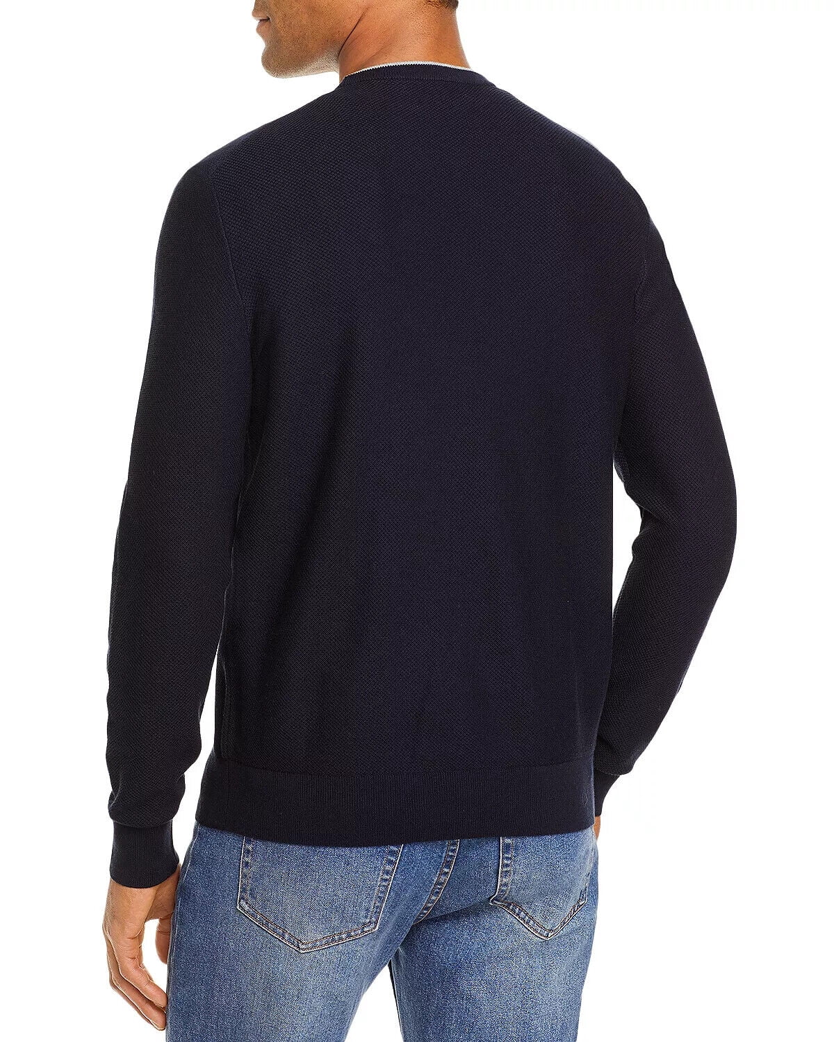 The Men's Store Tipped Crewneck Sweater (Blue, Large) 2zkm7