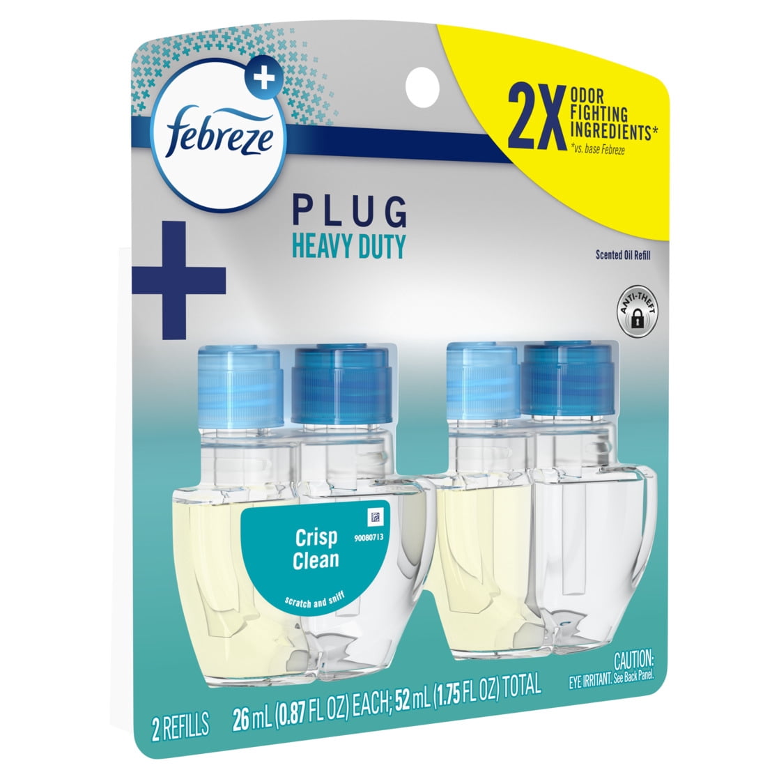 Febreze Fade Defy Plug In Air Freshener Refills, Odor-Fighting Scented Oil, Heavy Duty Crisp Clean (2 Count, 1.74 fl oz) efnko