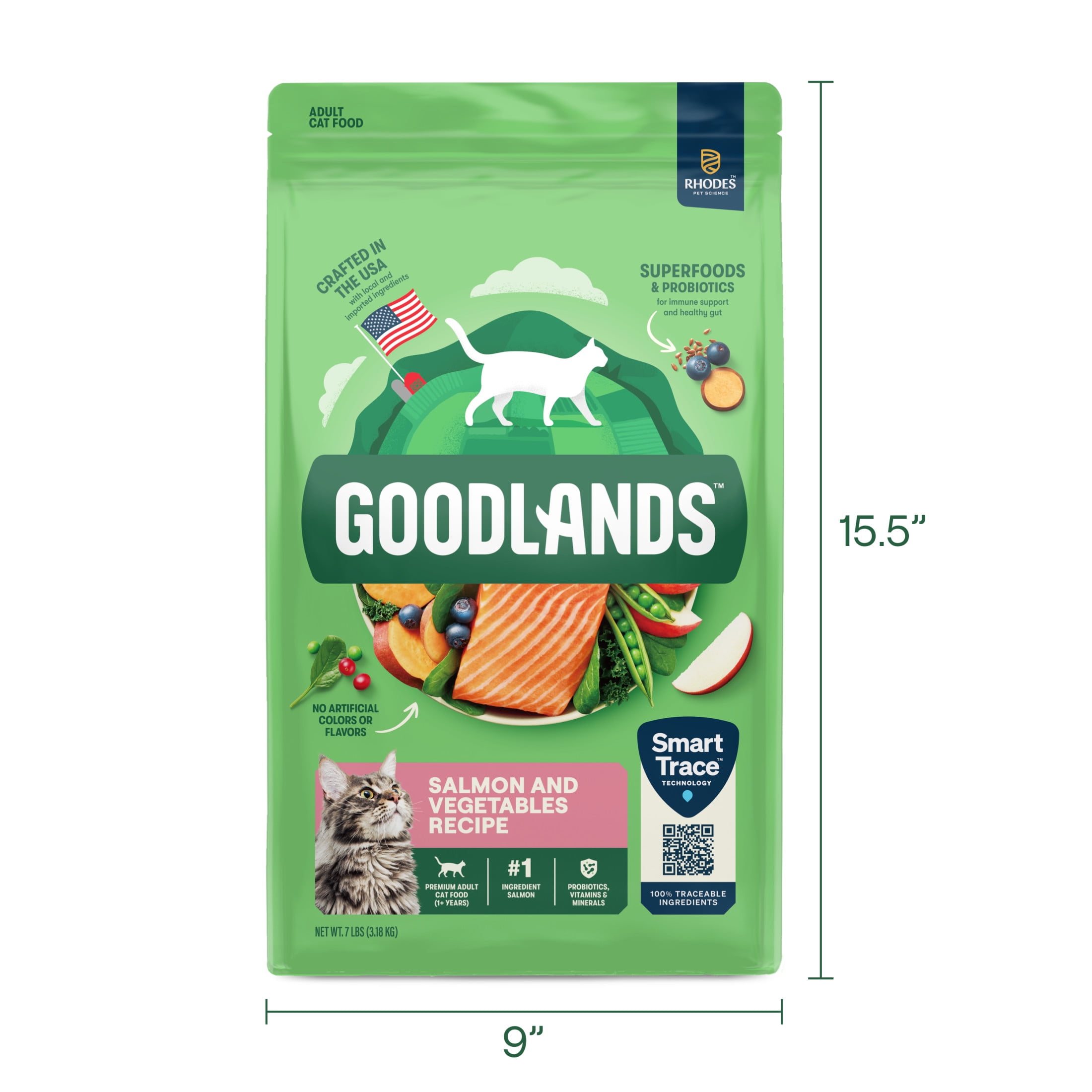 Goodlands Salmon & Vegetable Recipe Dry Adult Cat Food with Probiotics (7 lb) 8nkk3