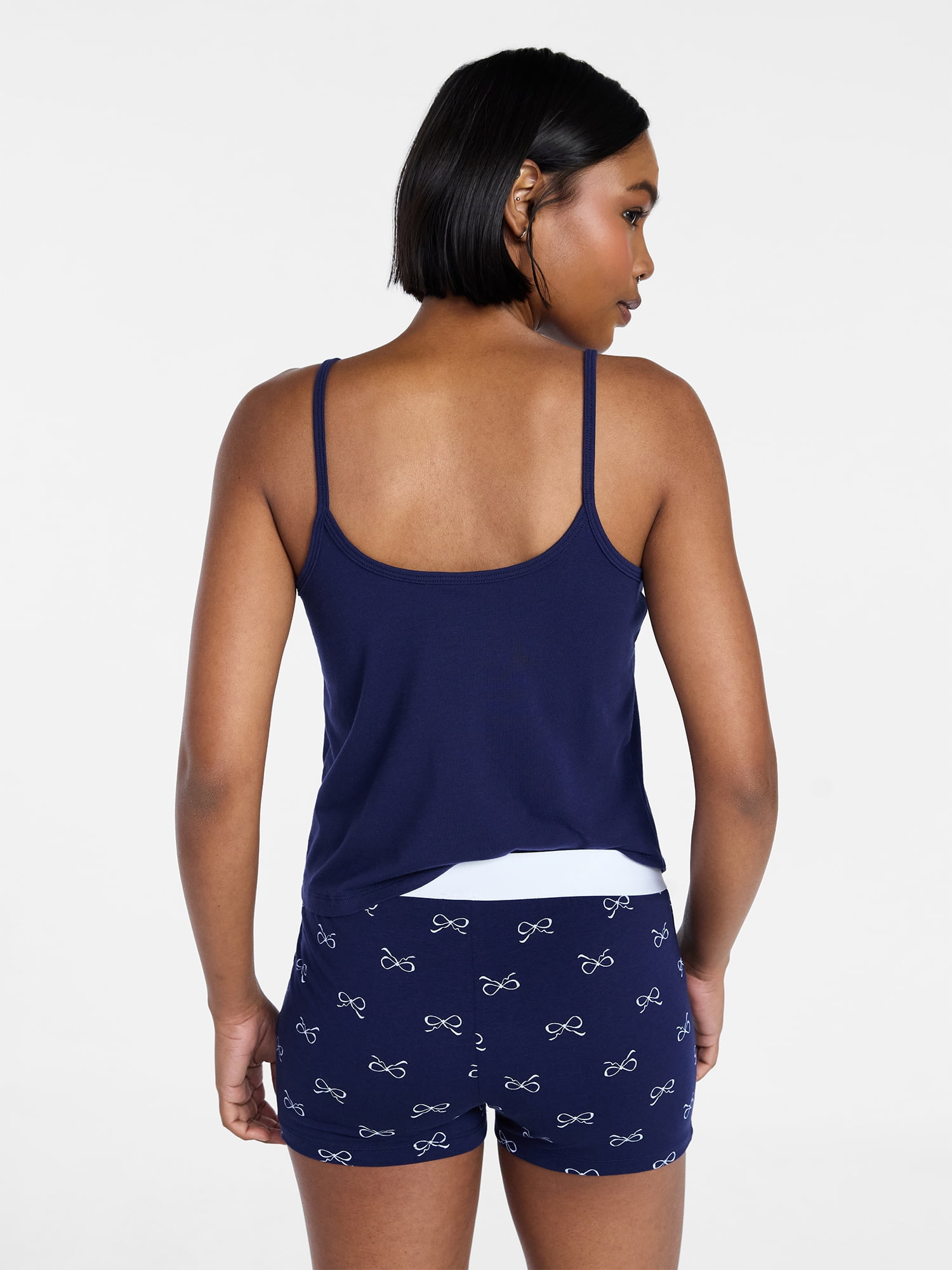 No Boundaries Women's Cloud Core Cami and Boxer Shorts Sleep Set (Blue, XXS-3X) 61atv