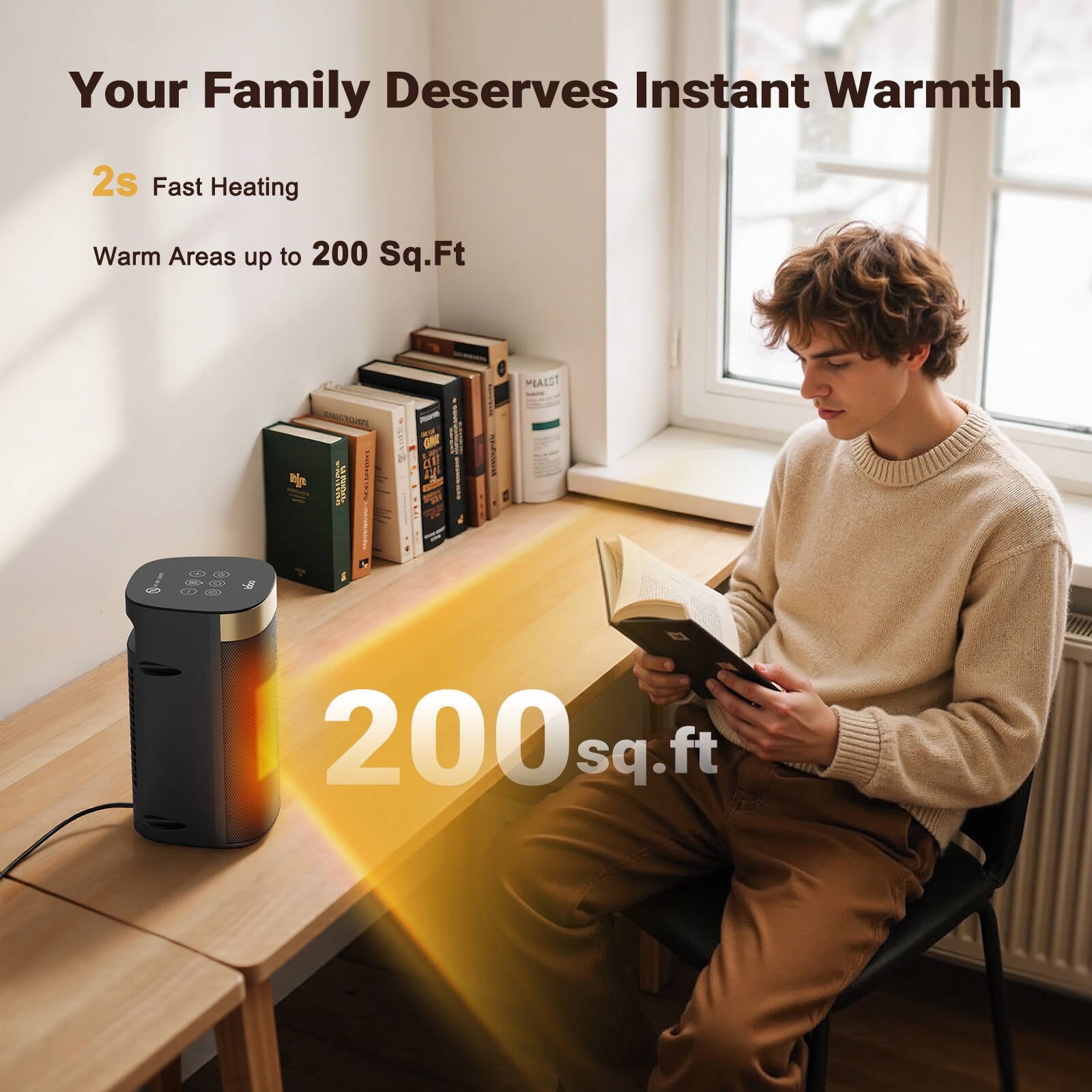 iDOO 1500W Portable Electric Space Heater with Remote and Thermostat (Black, 10 in) 1extz