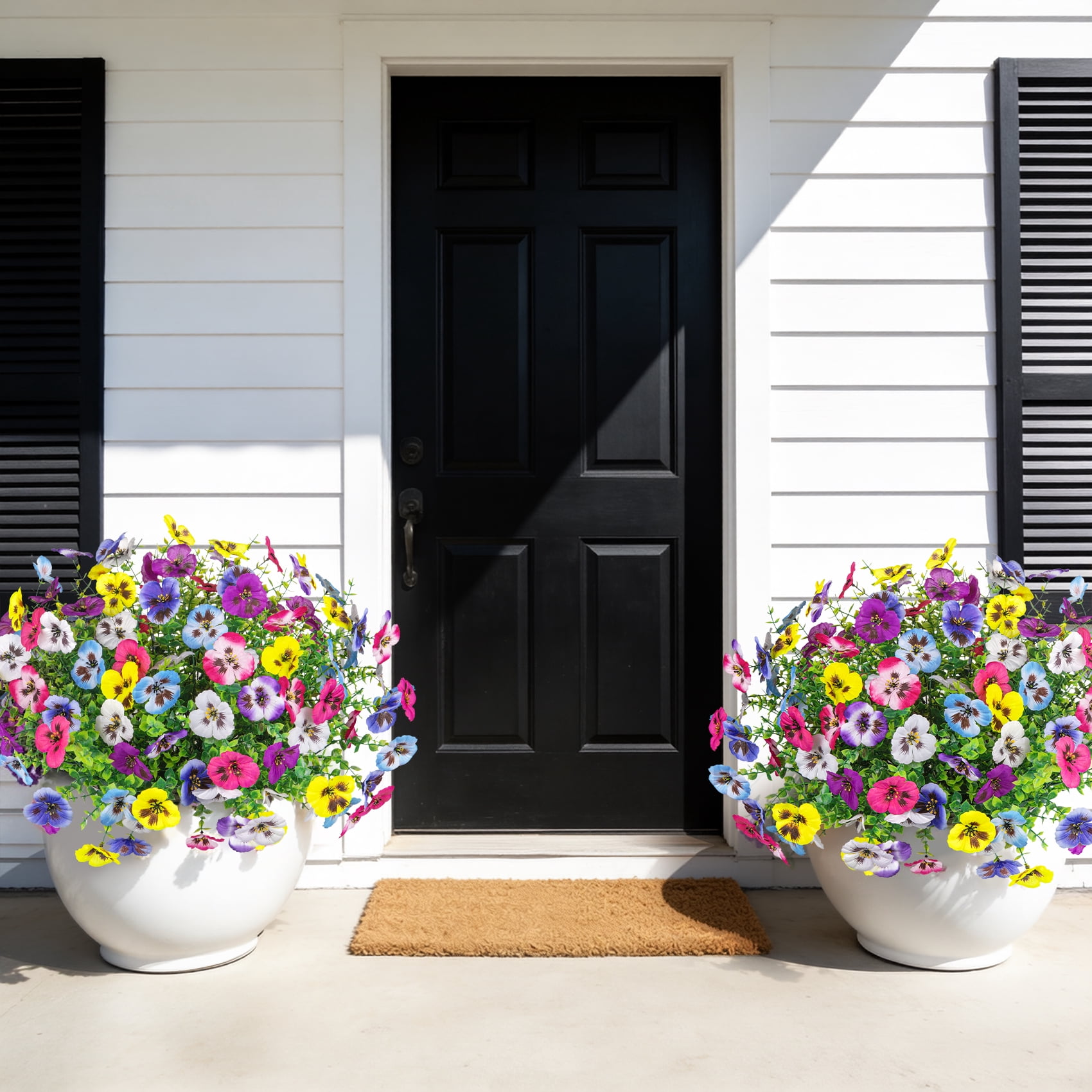 AcerichFad Artificial Pansy Flowers UV-Resistant Faux Silk Plants for Indoor and Outdoor Decor (Multi-Color, 16 Bundles) g9n0p