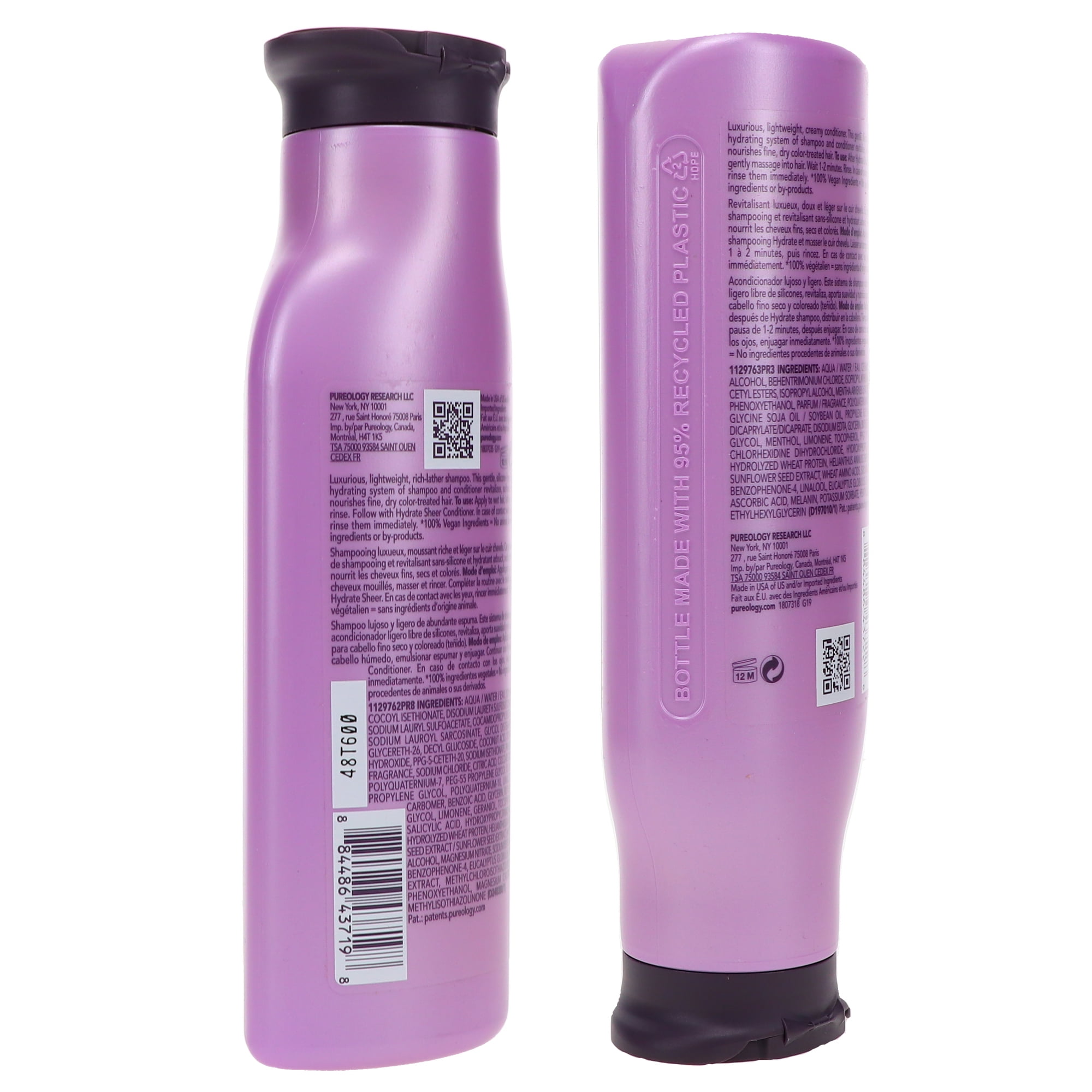 Pureology Hydrate Sheer Shampoo and Conditioner Set for Fine Color-Treated Hair (8.5 oz) cneyt