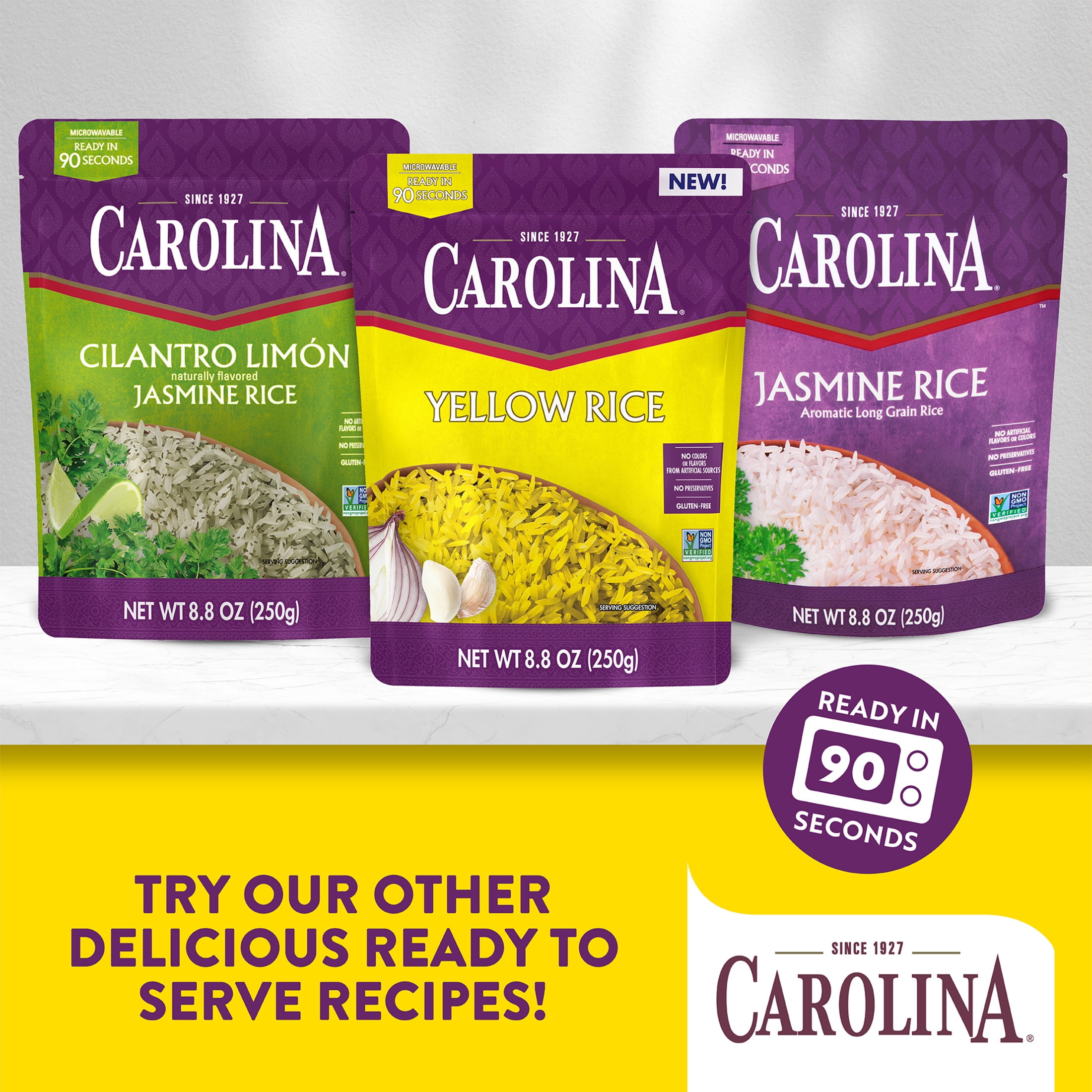 Carolina Ready-to-Eat Yellow Rice, Microwavable Gluten Free Side Dish (Yellow, 8.8 oz) wwp3s