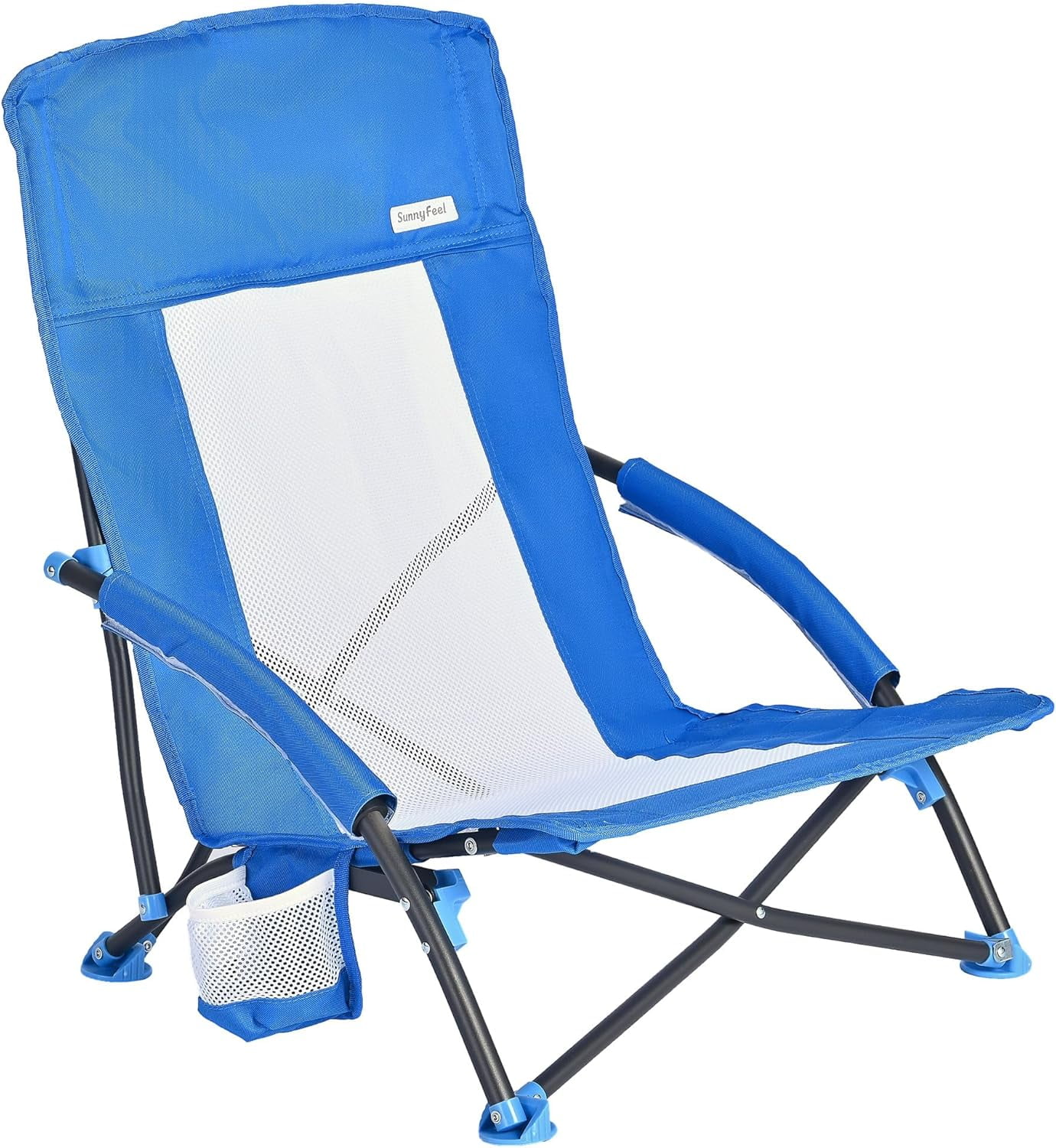 Sunnyfeel Folding Low Camping Beach Chair, Portable Lawn Chair with Mesh Back (Blue, 7.5 lb) 7ndl3