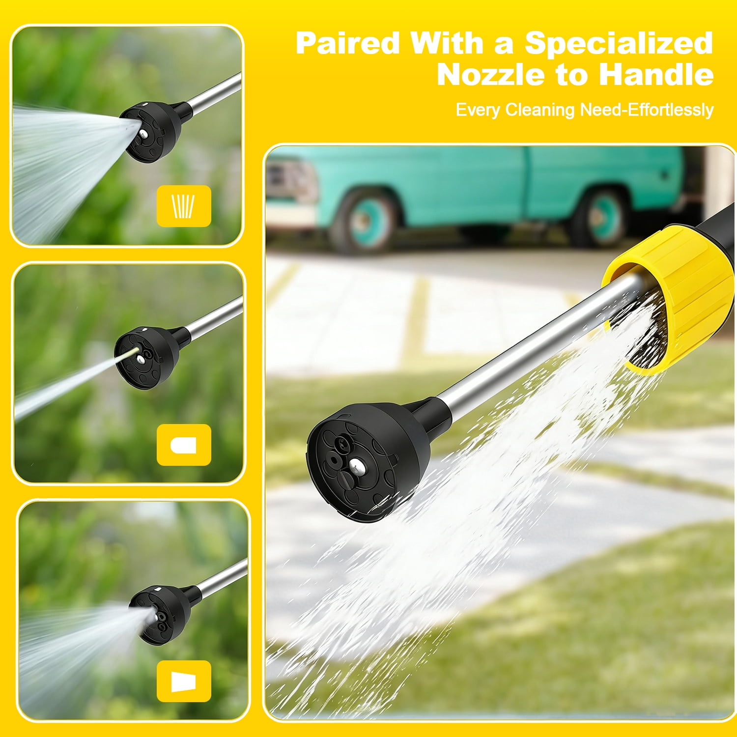 AJIUSIR Adjustable High Pressure Foam Gun Car Wash Kit with Microfiber Wash Mitt (Yellow, 1 Pack) fbw1b