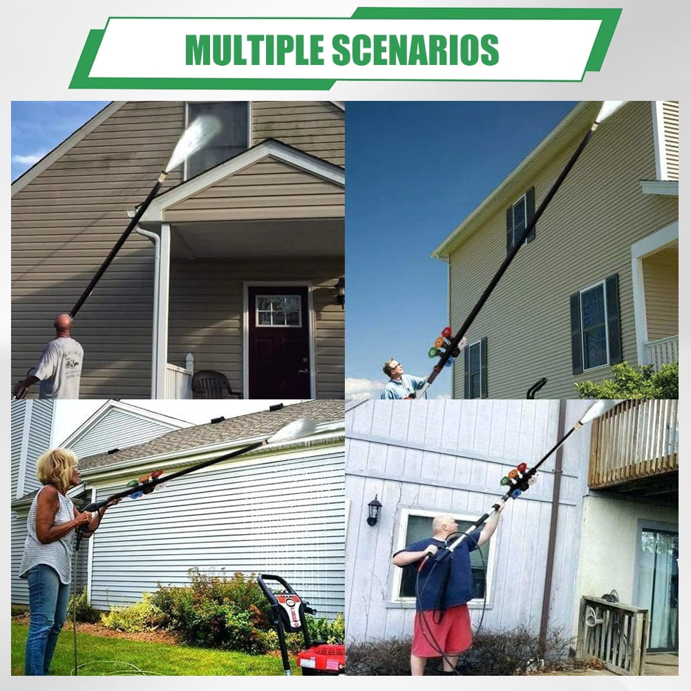 INTELIVE Pressure Washer Extension Wand Set with Gutter Cleaner Attachment and 6 Spray Nozzles (109 in) g47gl